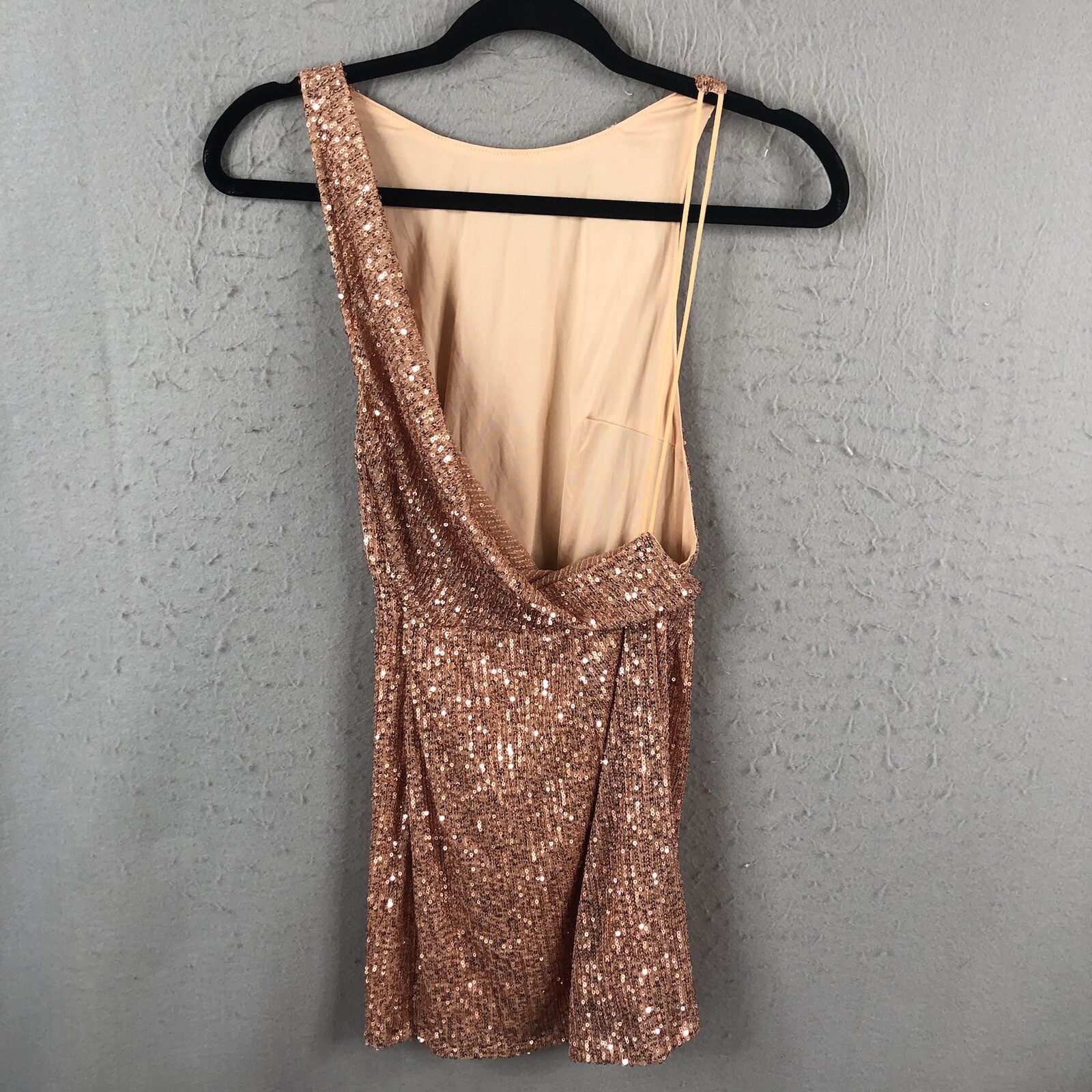 Hello Molly Mini Dress Womens 4 Pink Blush Sparkle Queen Sequin All Over NEW