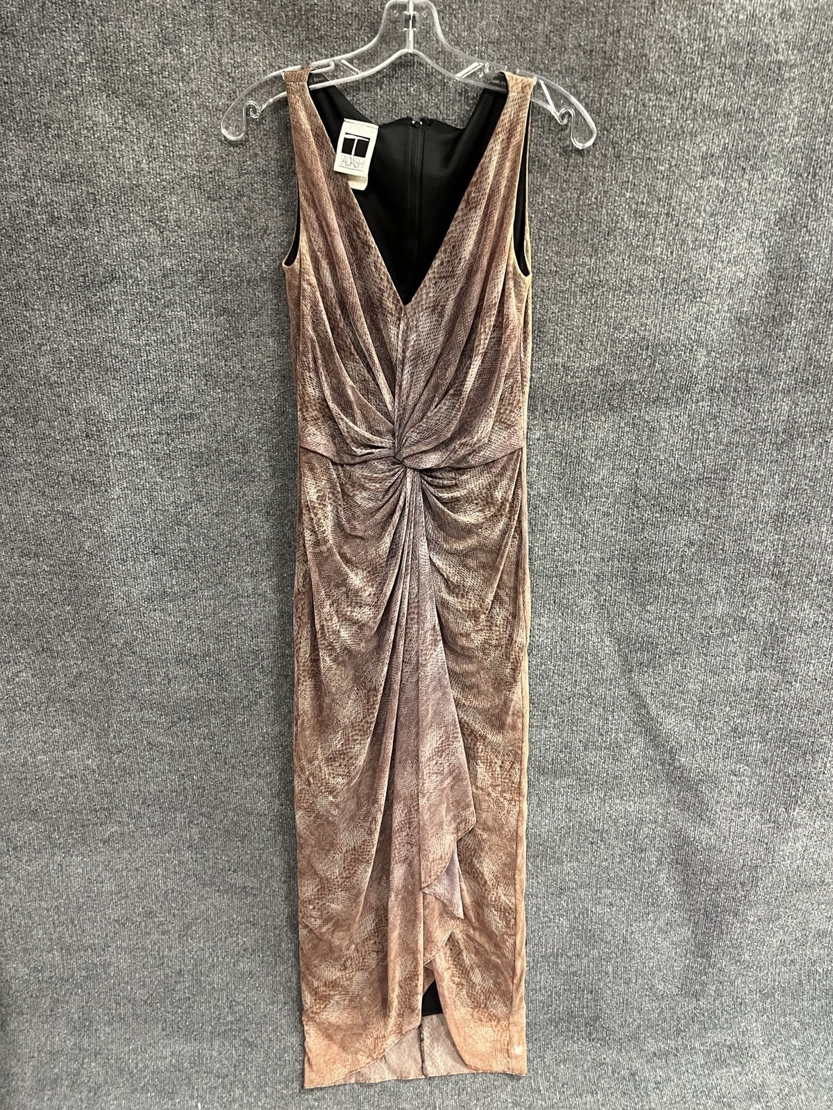 Vtg Tadashi Shoji Medium Front Knot Snakeskin Dress Gown Party Evening Ethereal