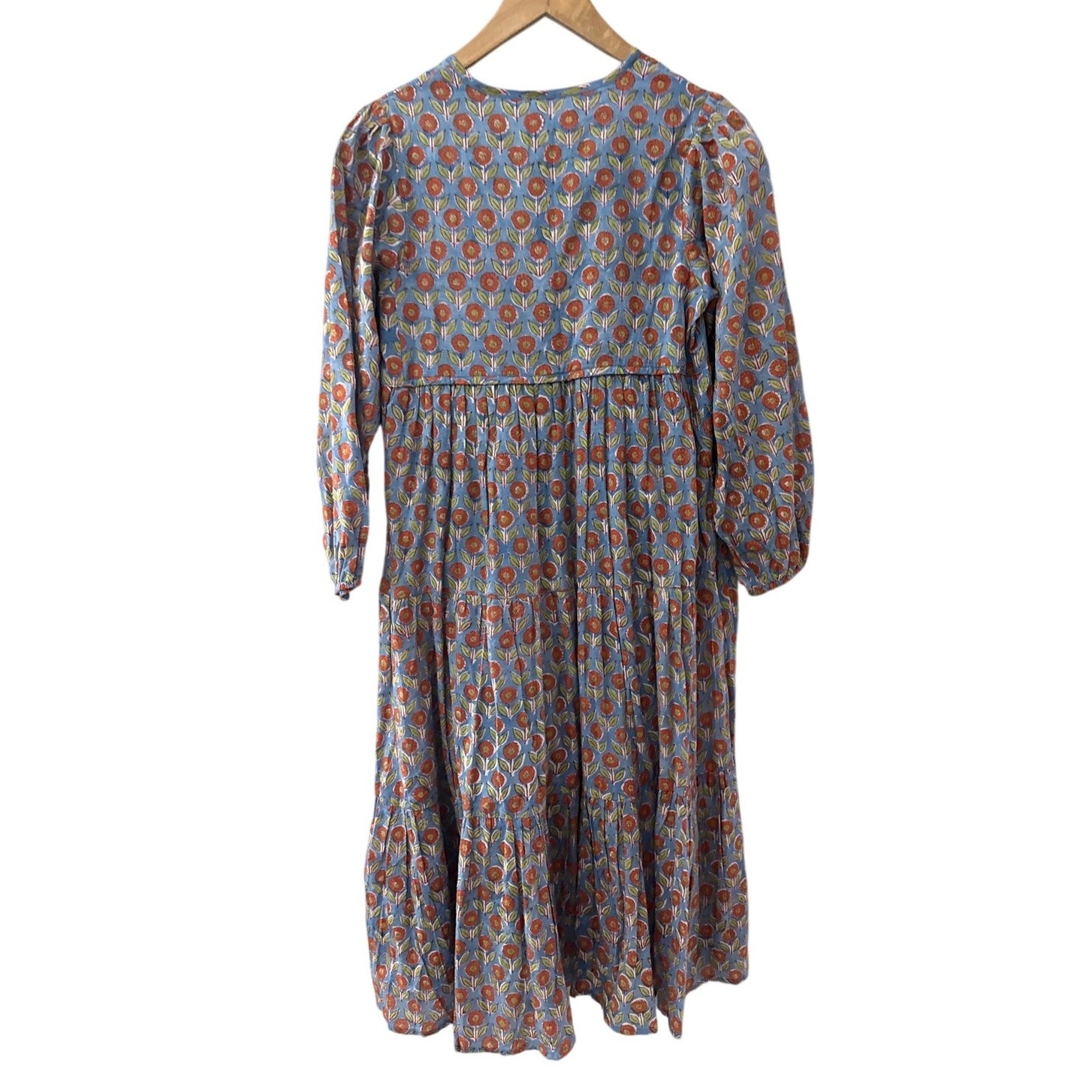 Emerson Fry India Collection Heirloom Dress Wednesday Flowers Blues Size XS