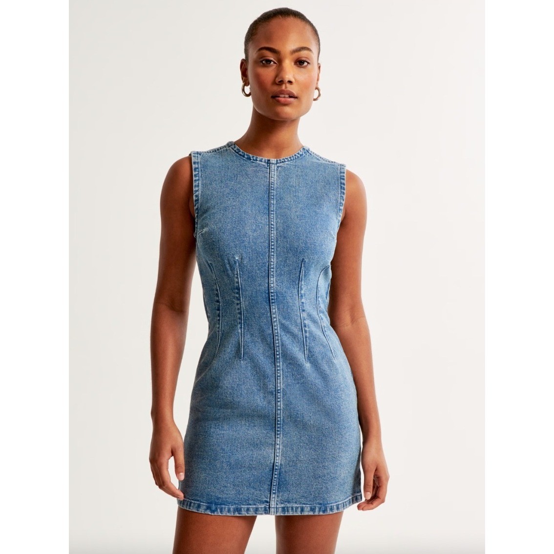 Abercrombie & Fitch Womens Medium Wash Denim Sleeveless Mini Dress Size Medium