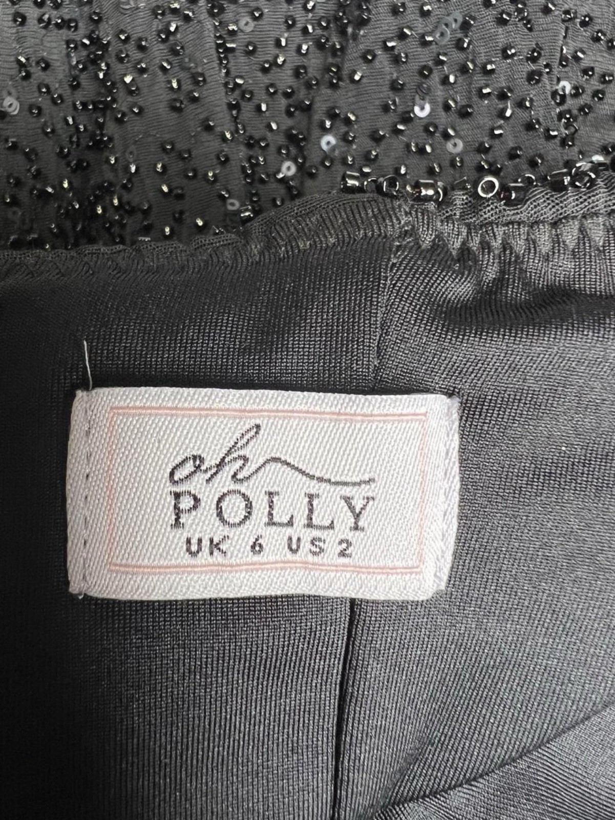 Oh, Polly La Rochette Beaded Bandeau Cowl Neck Maxi Dress Black, Size 2