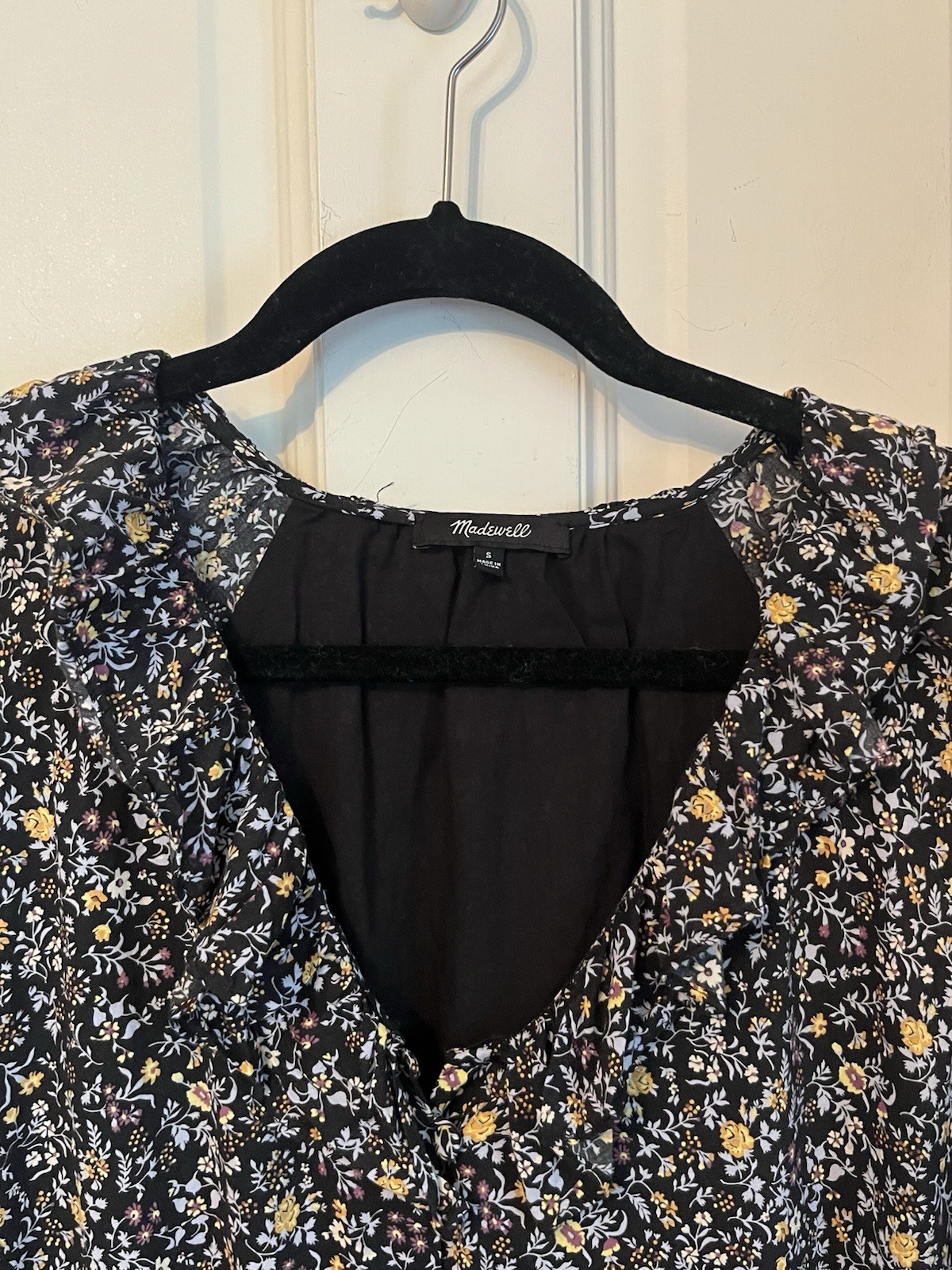 Madewell Ruffle Button-Front Trapeze Dress S Folkmagic Floral Style NA260