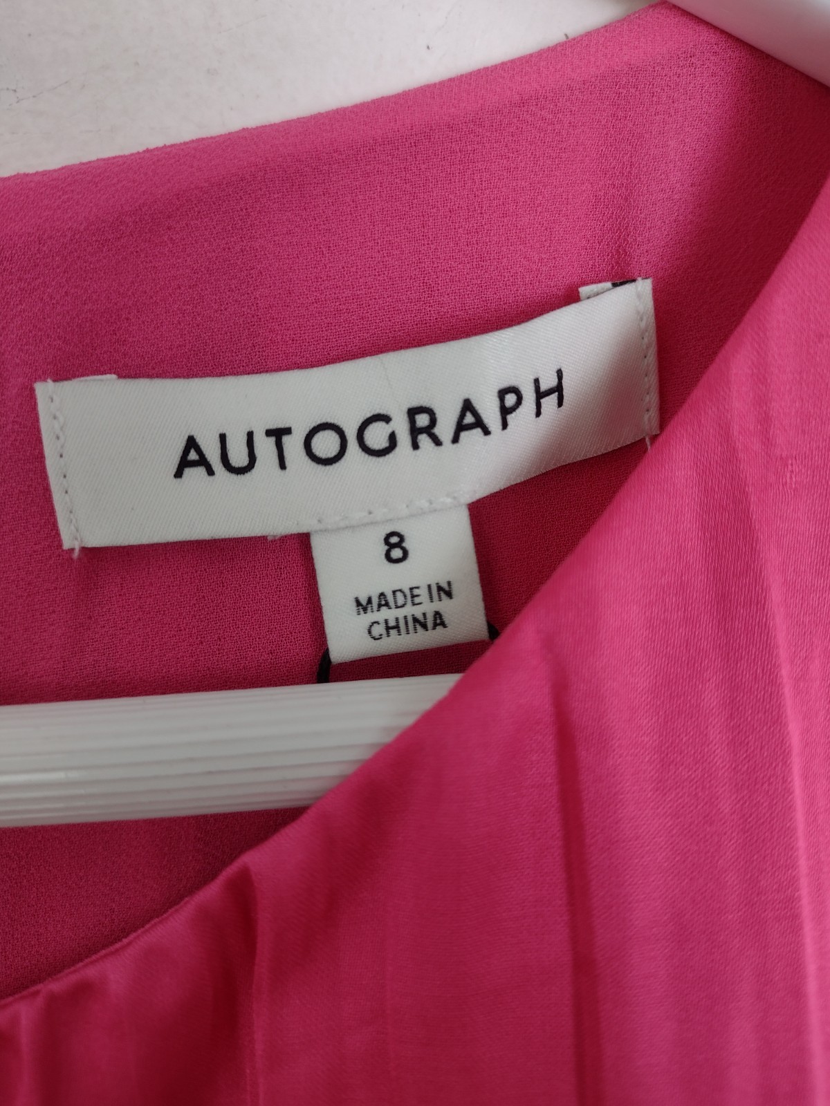 Autograph Textured Pleated Plisse Midi Dress Size 8 In Rose Pink New
