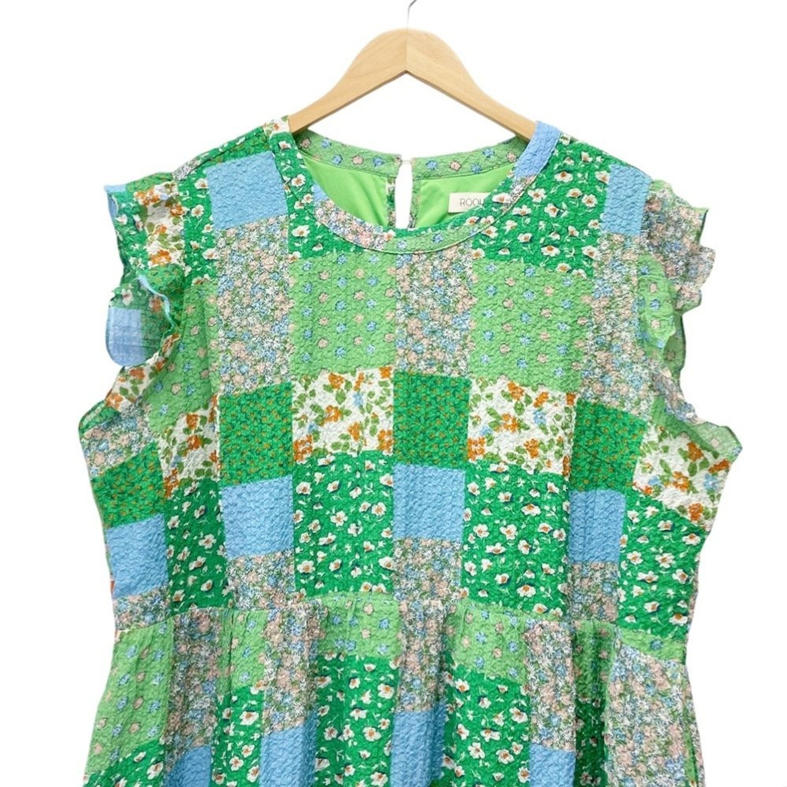 NWT Roolee Cottagecore Floral Patchwork Midi Dress Size XXL Coastal Spring Green