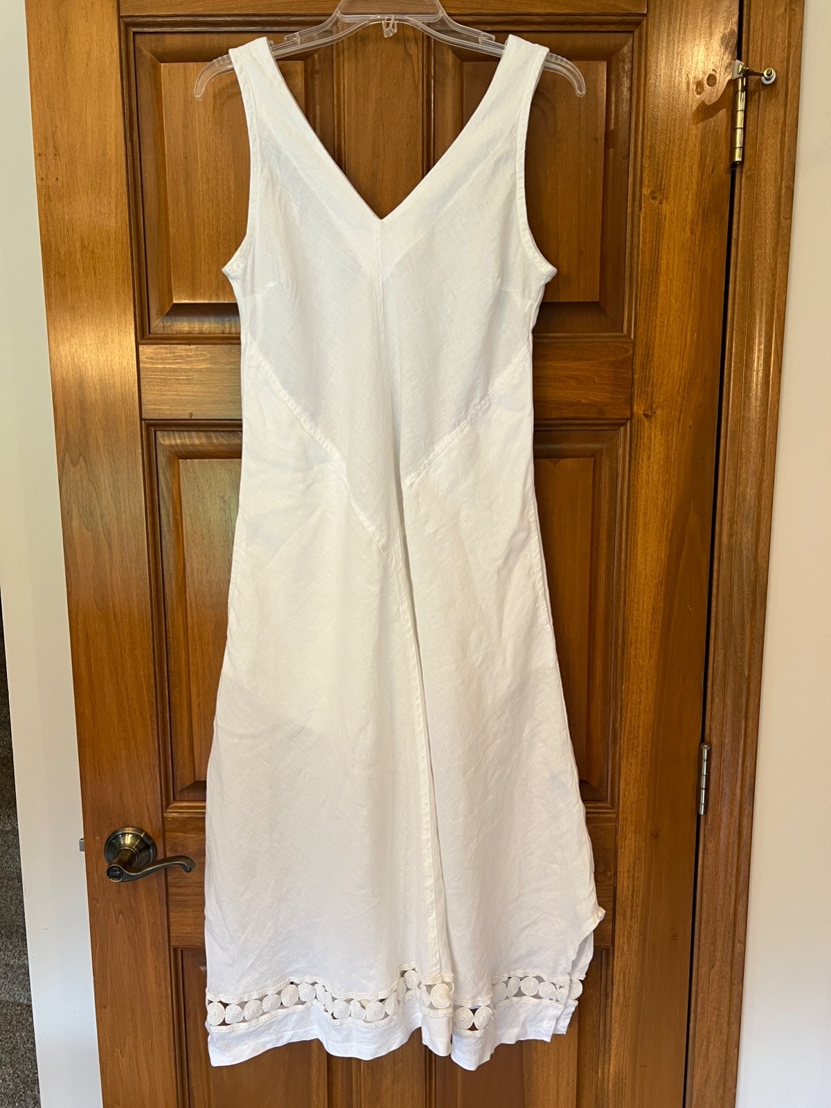 Haris Cotton 100% Linen White Sleeveless Dress Made in Greece EUC Small