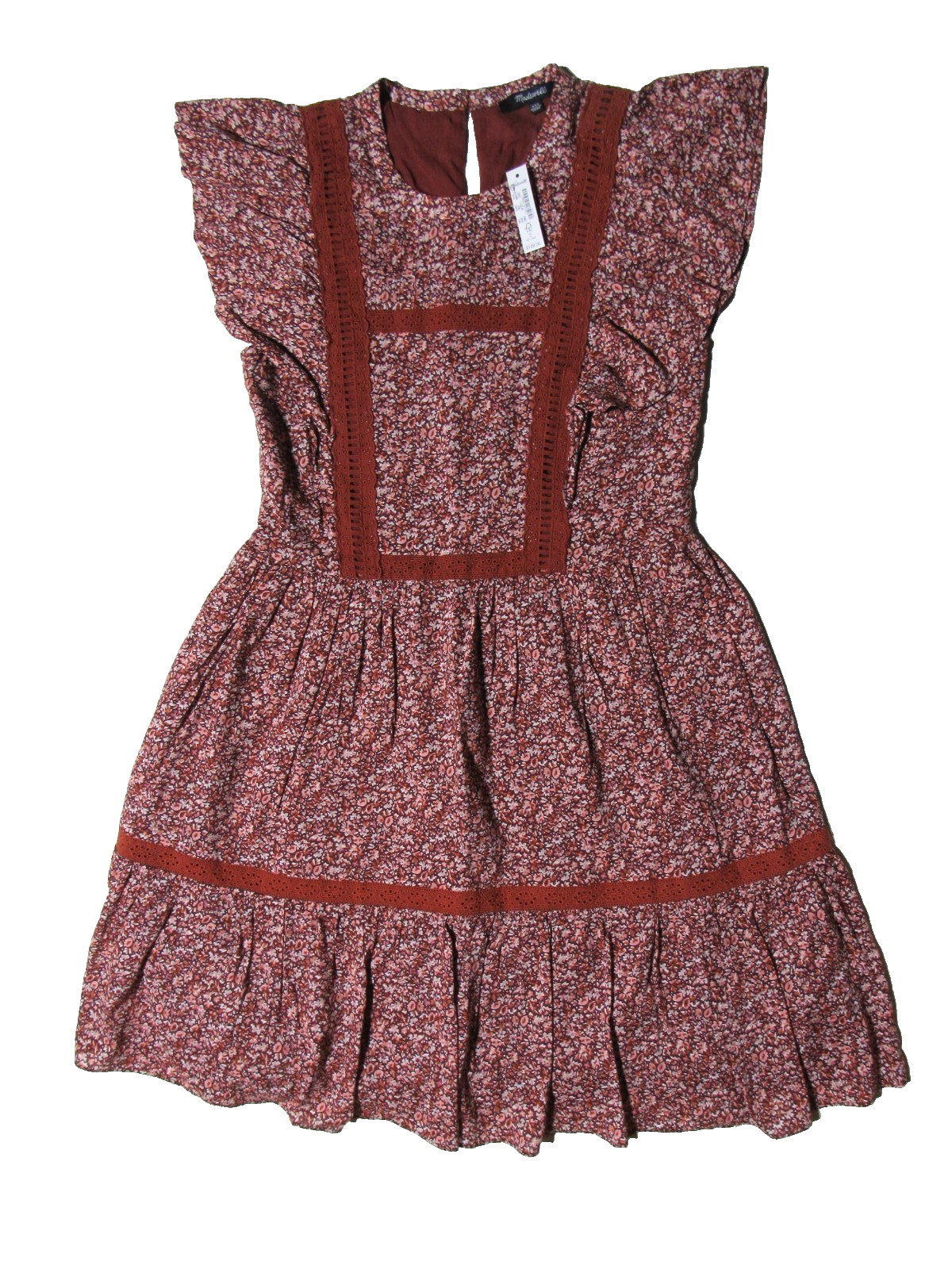 New Madewell Cottage Garden Wrap Midi Dress Size XXS Floral Red/Brown $128