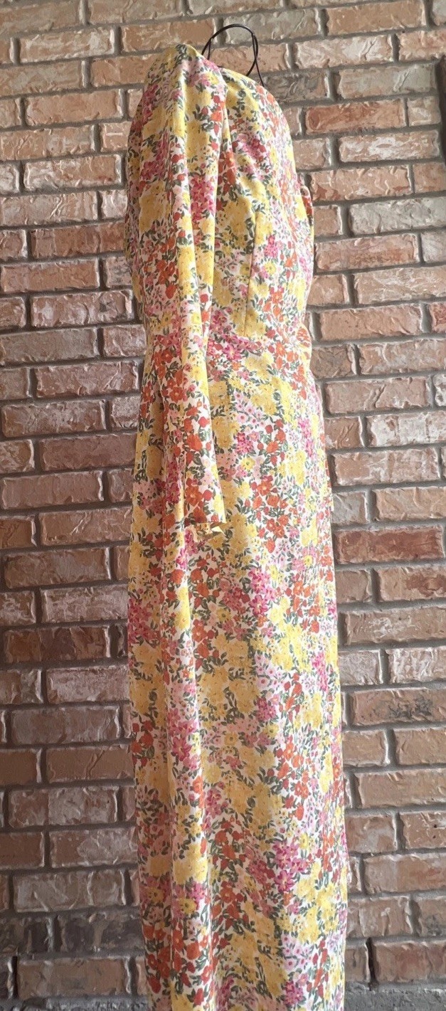 ASOS DESIGN Womens Dress UK14 US10 Floral Yellow Pink Cottagecore