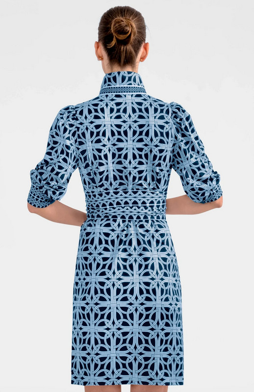 GRETCHEN SCOTT Blue White Swagger Dress 16 Goddess XXL Ring Toss Print