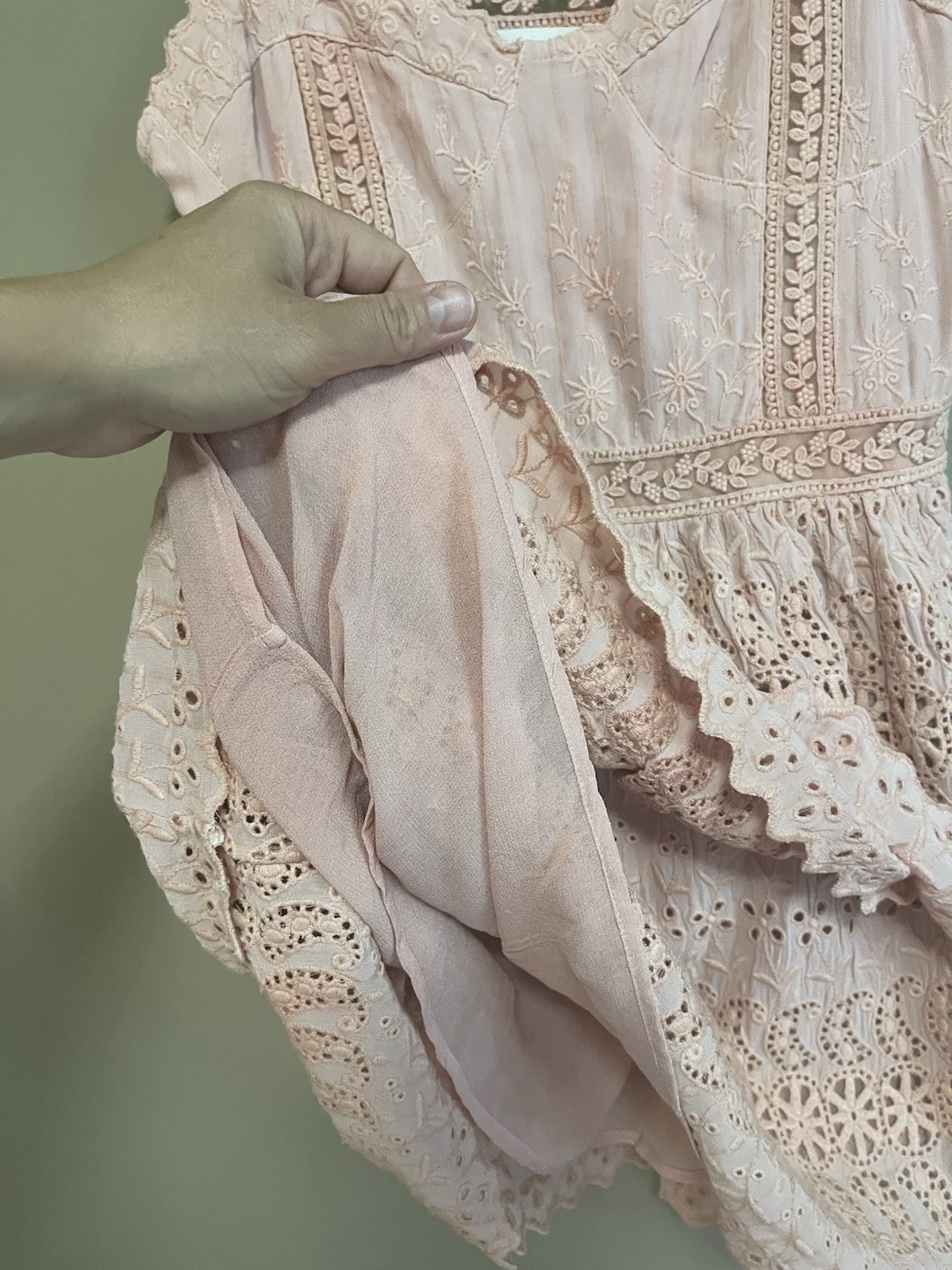 LoveShackFancy Pink Caro Tiered Broderie Anglaise DresMini Size 4