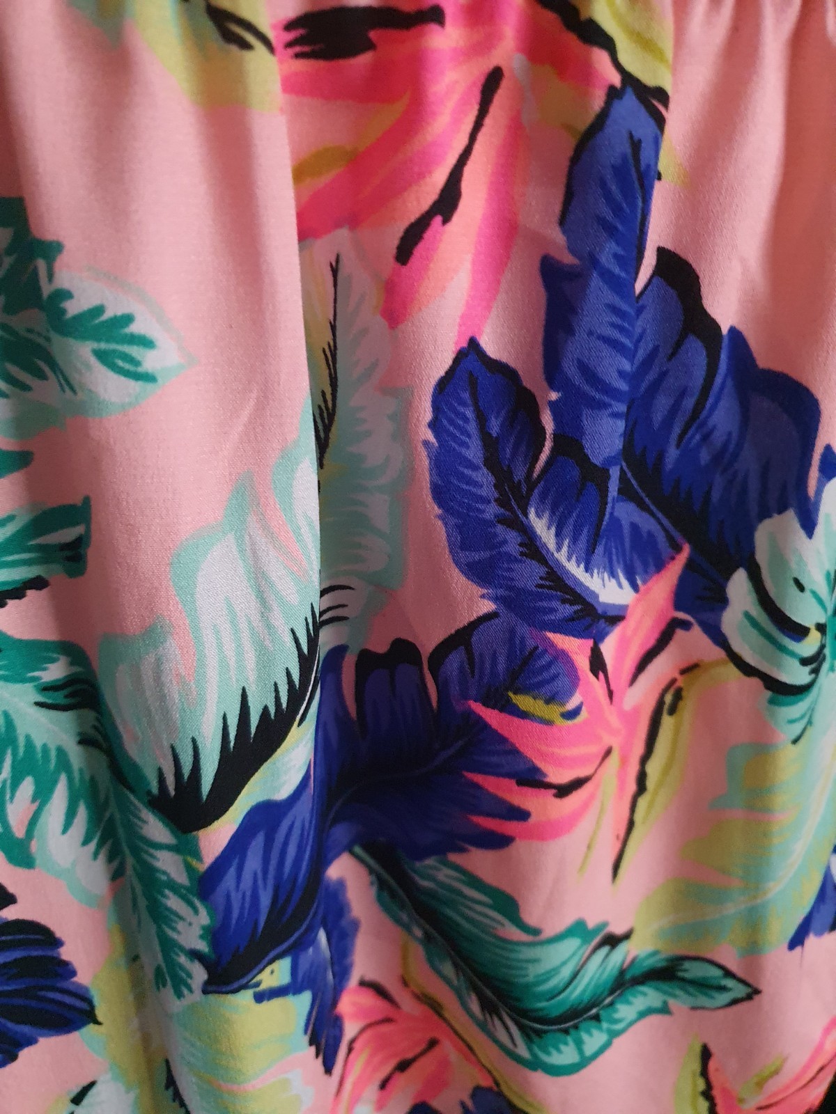 Pep & Co Pink Navy & Green Tropical Print Sun Dress Size 18