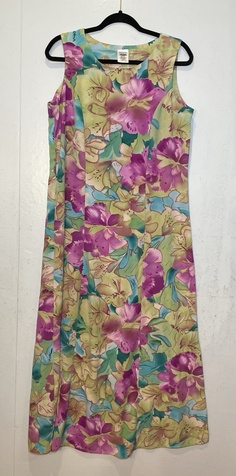 Premier International Watercolor Floral Maxi Dress Size M Hawaiian Tropical