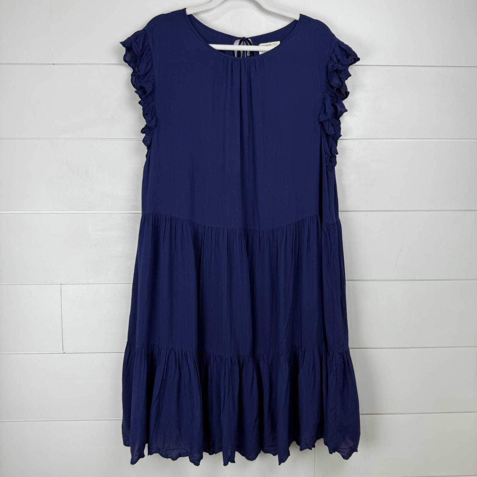 Jackson Rowe Navy Eyelet Women Large Bohemian Peasant Babydoll