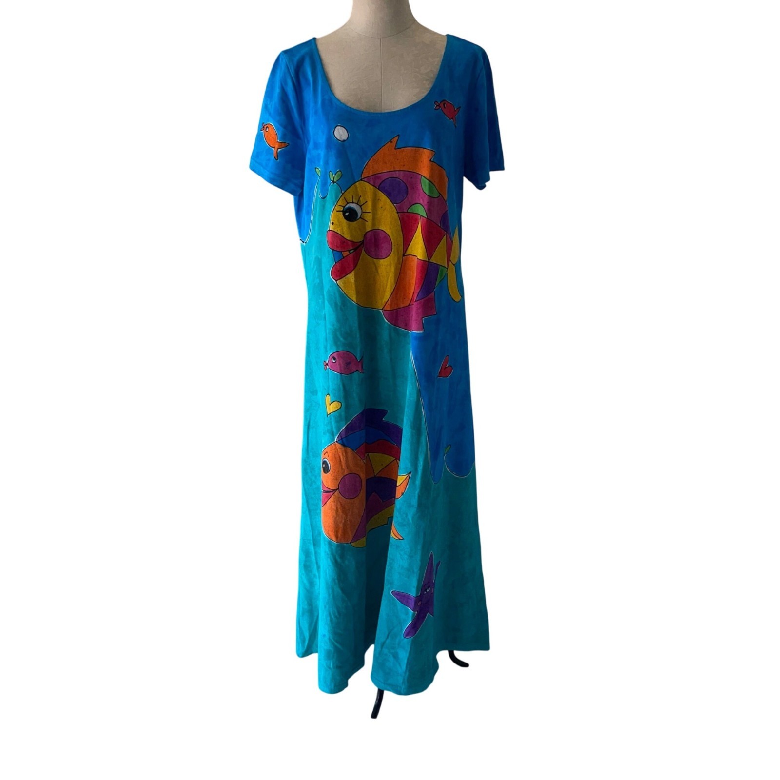 JB Art Vintage Dress Womens Size XL Multicolor Hand Painted Maxi Animal Print