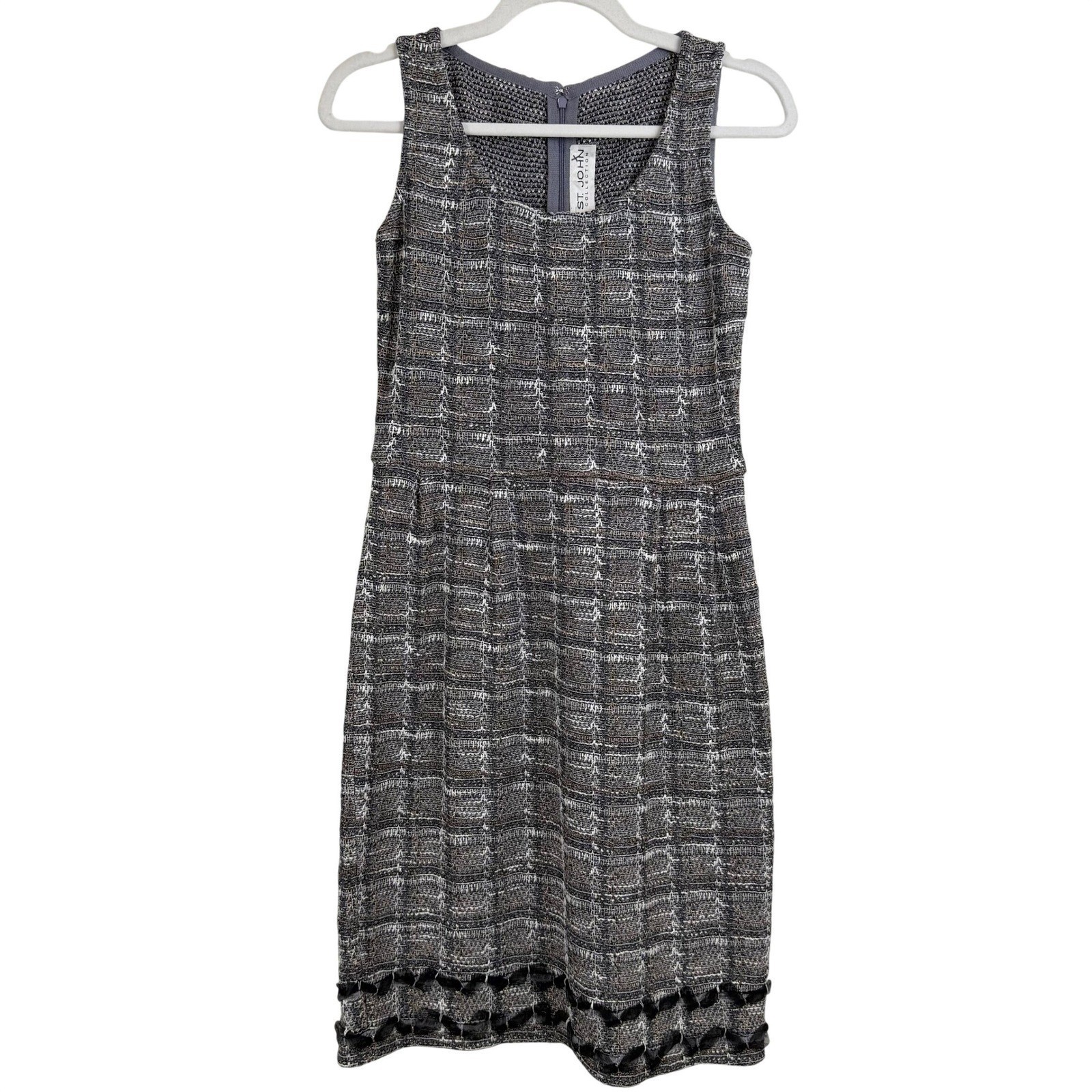 NEW St. John Collection COPPER METALLIC TWEED Knit Dress 2 Sleeveless Sheath