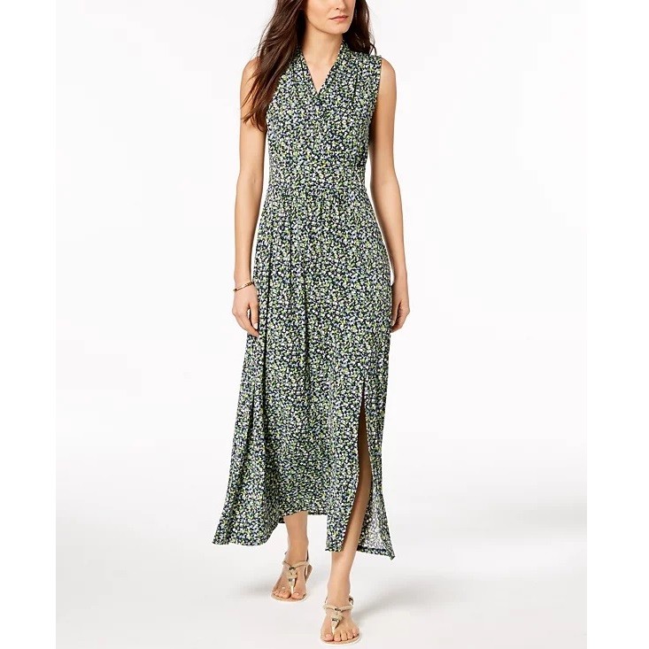 MICHAEL Michael Kors Petite Floral Print Sleeveless Slit Hem Maxi Dress, PXS