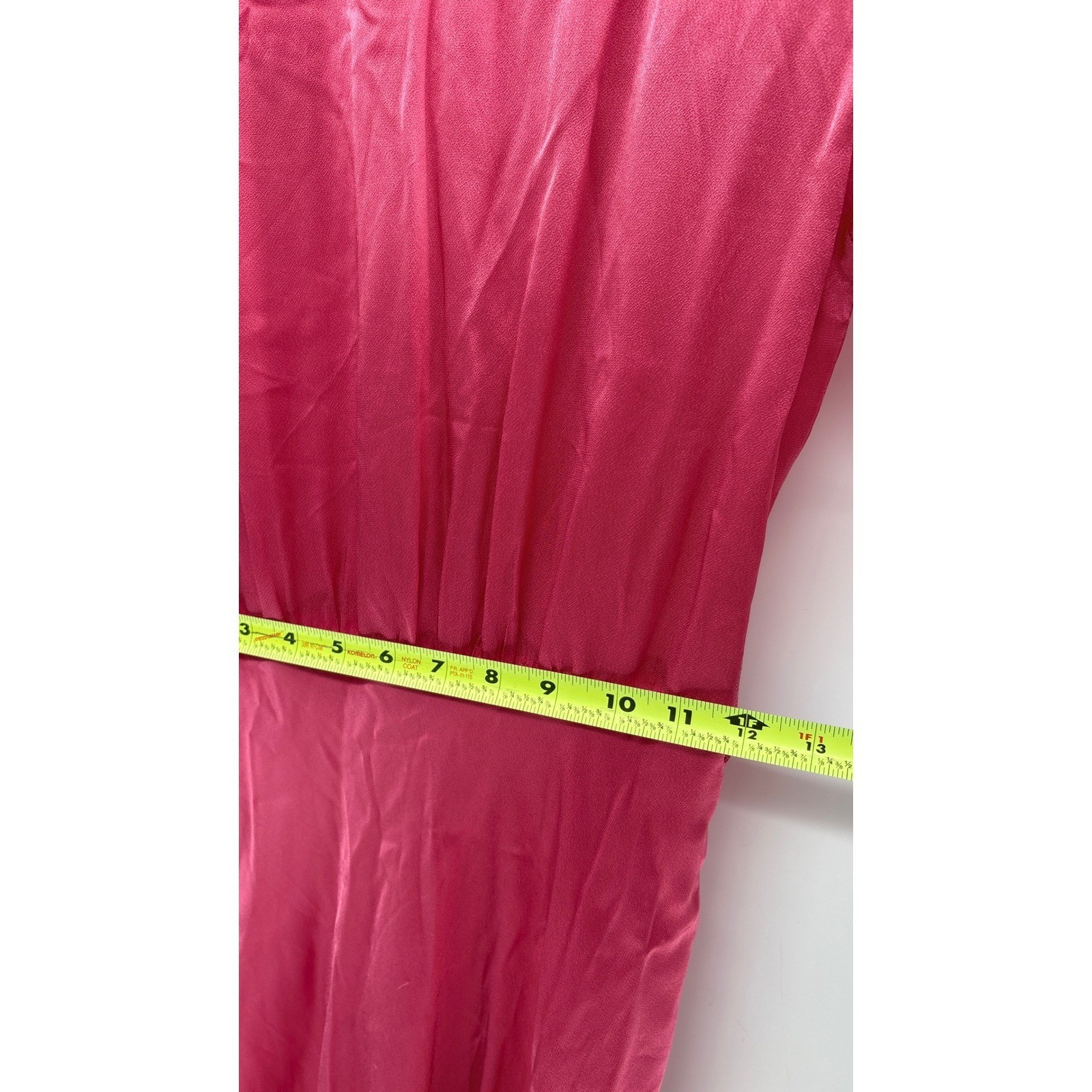 Ghost London Meryl Midi Dress Button Fairycore V Neck Satin XS Pink Long Sleeve