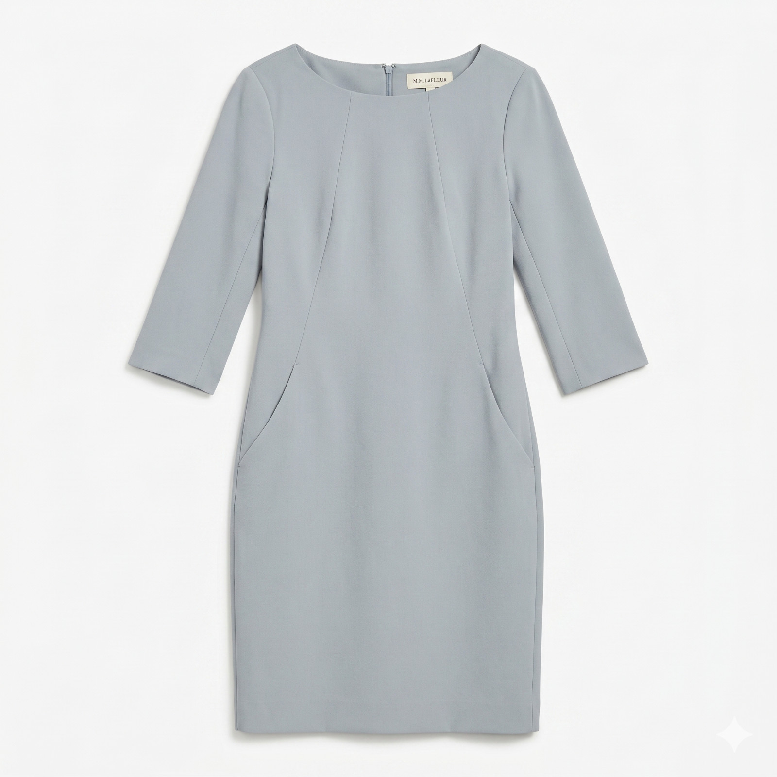 M.M. LaFleur Slate Grey Sheath Dress Sz 8 Quiet Luxury Office Siren Workwear