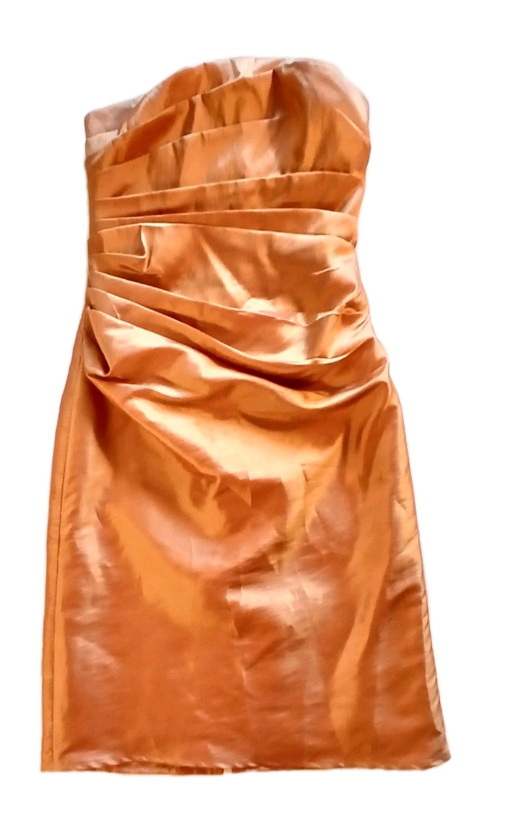 Bill Levkoff Dress Women Size 0 Orange Copper Rust Ruched Strapless Lace up Back
