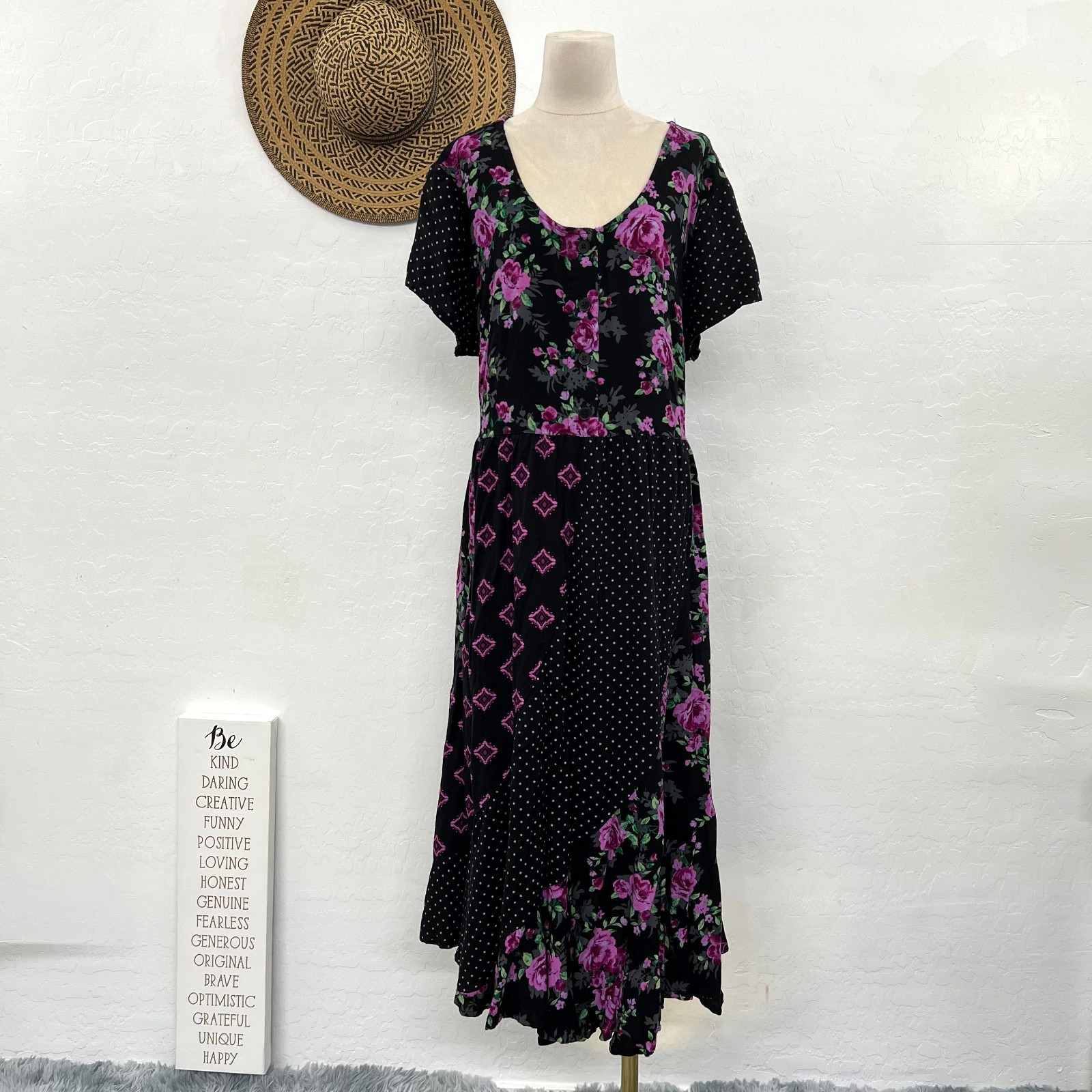 Woman Within 22W Dress midi summer sun dress flowy soft flowy feminine romantic