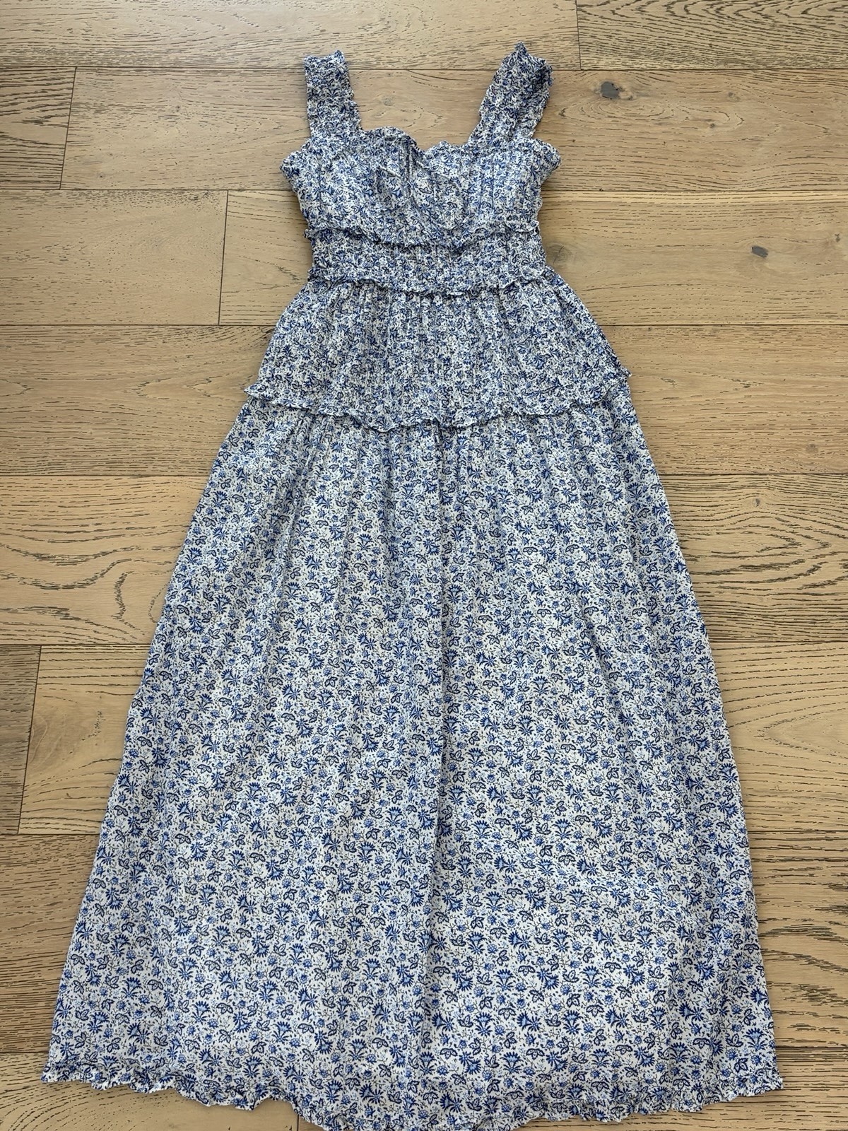 NWT Women’s Size XXS GAP Doen Blue & White Floral Maxi Dress $148