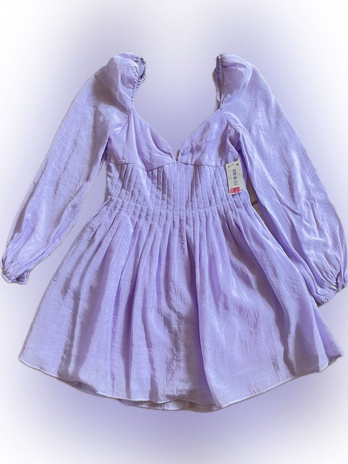 Astr Lavender Puff-Sleeve Smocked Mini Dress size Small, NWT