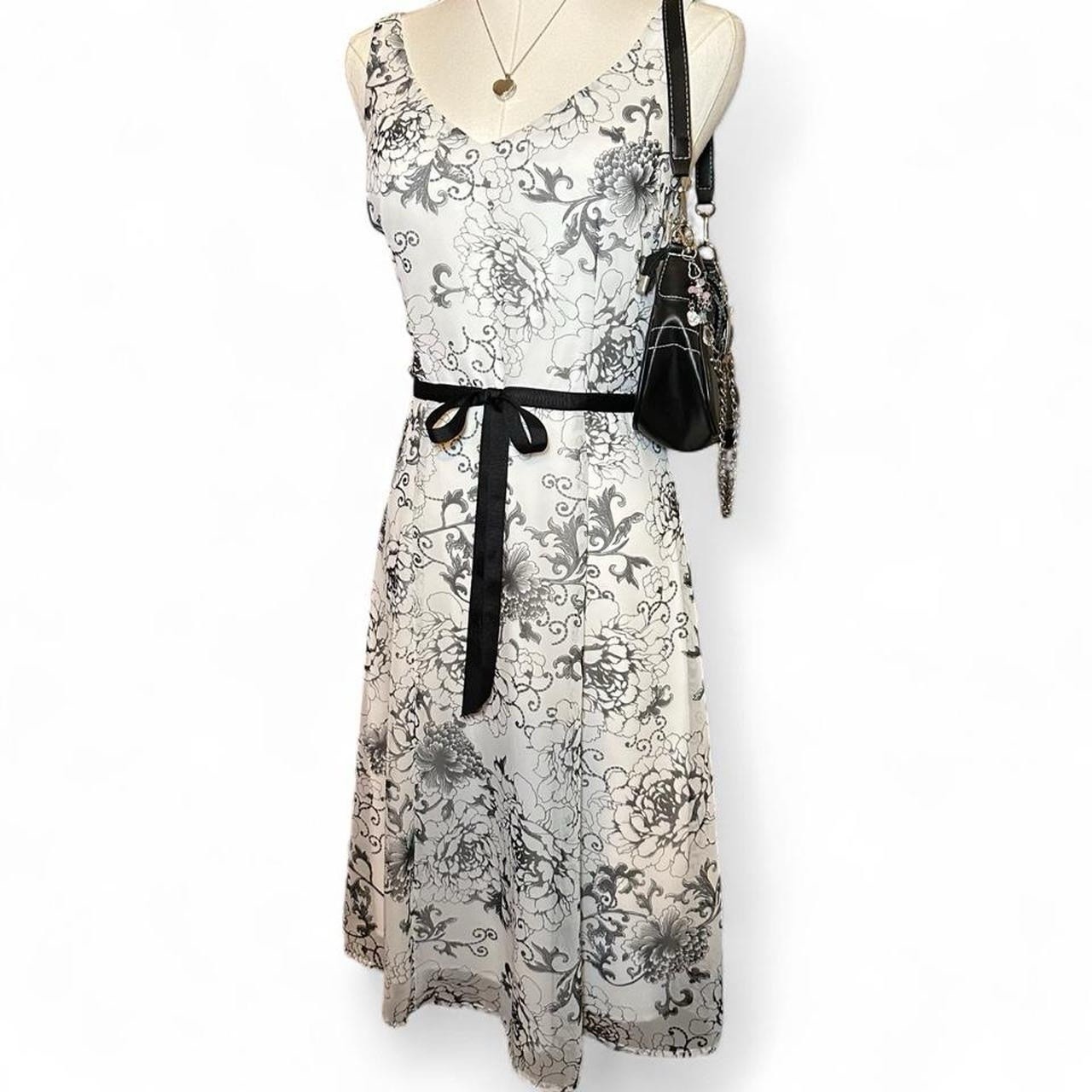 Vintage Emergency Exit White Black Floral Dress 90s Fairycore Whimsygoth Size 5