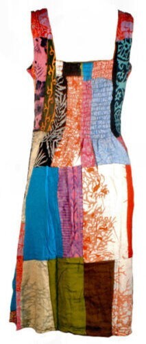 Fairtrade Patchwork Bright Travel Summer Dress 511 S M L XL 8 10 12 14 16
