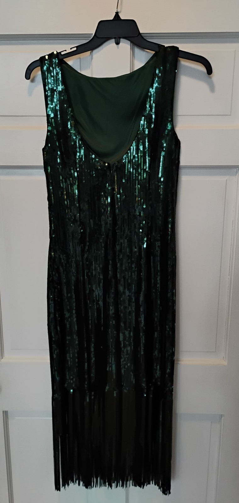 Nanette Lepore green sequin Flapper Fringe Dress, Size 10