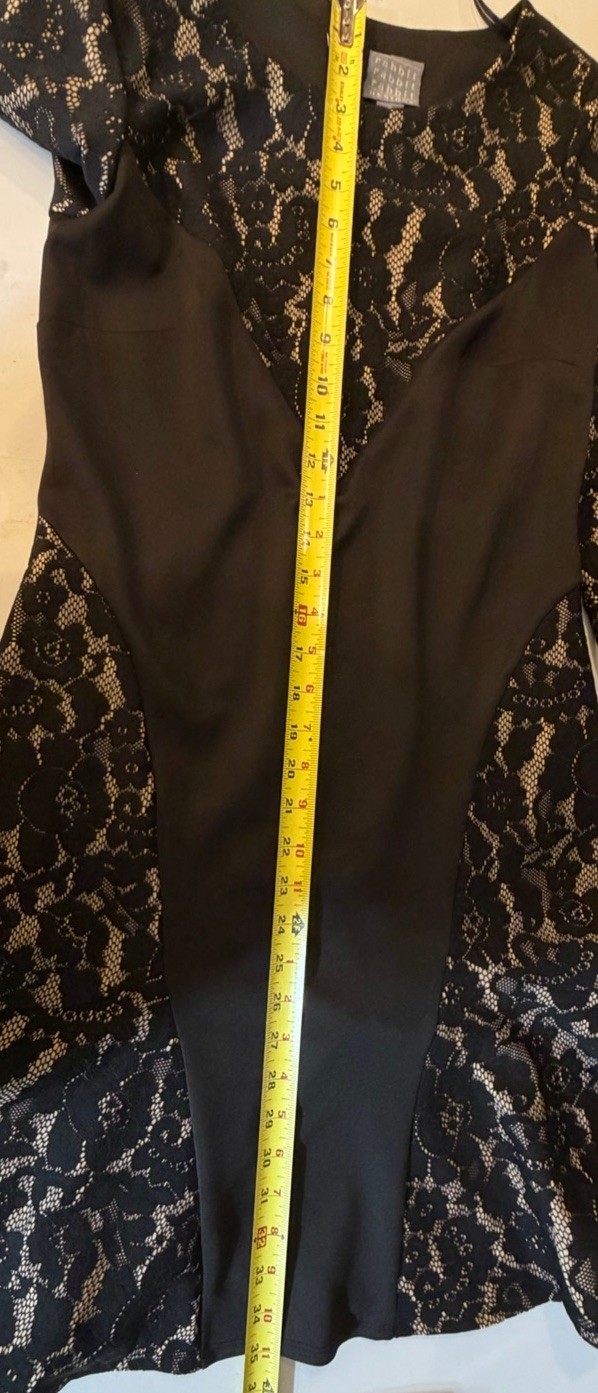 NWT Rabbit Rabbit Designs Black Lace Cocktail Dress Size 8 Fit Flare 3/4 Sleeve