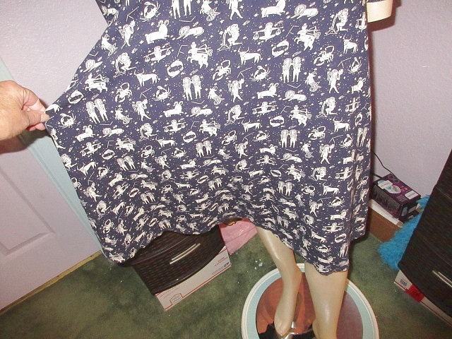 Vtg Mata Celestial Astrology Signs Dress Size L Horoscope Cosmic Astral Lunar