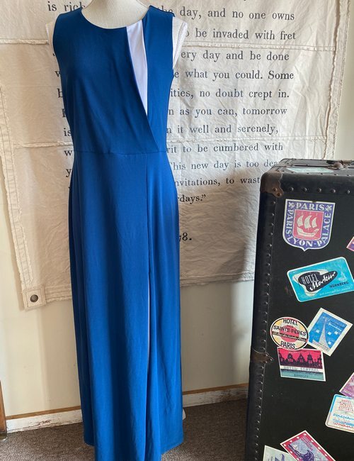 Dennis Basso Midnight Blue Regular Sleeveless Caviar Crepe Maxi Dress New