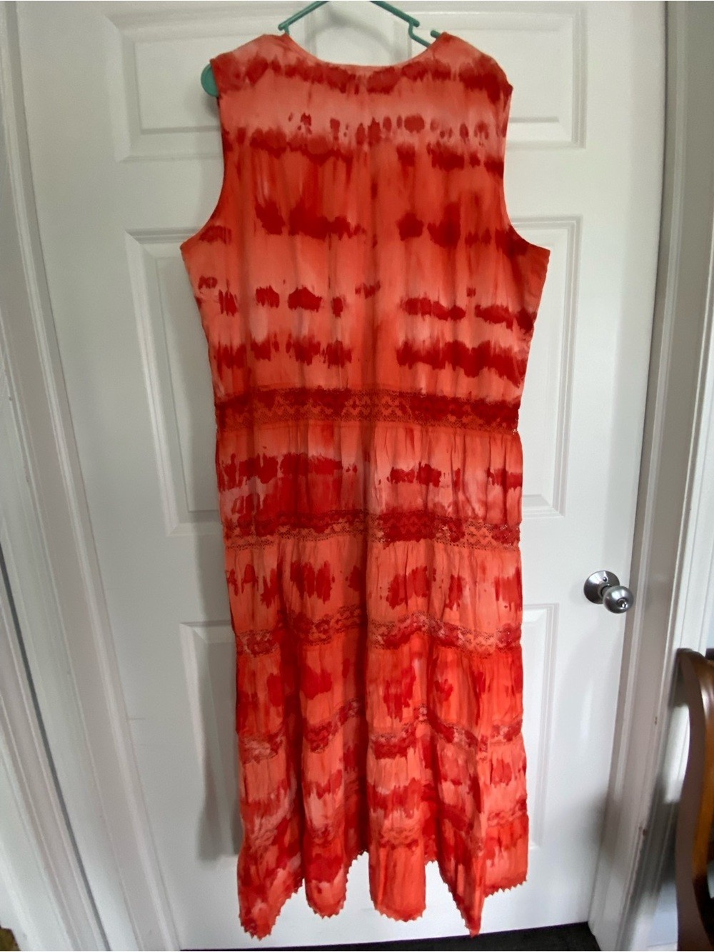 Shore Drive 2X Sleeveless Tie-Dye Maxi Dress in Vibrant Orange-Red