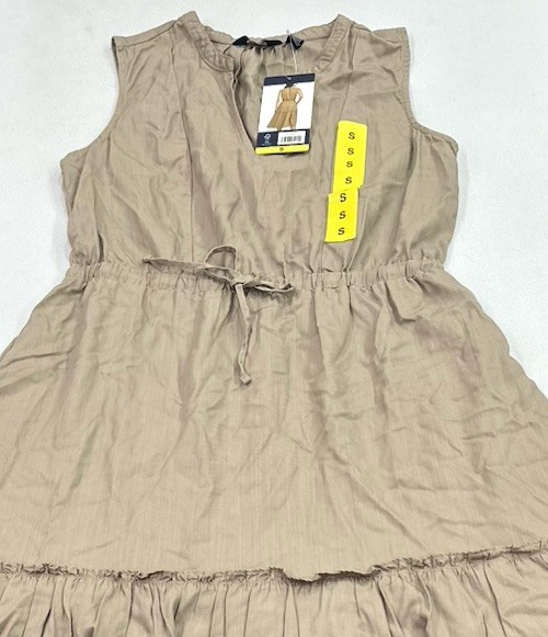 Lands’ End Women’s Lyocell Tiered Midi Dress, Tan, Size S