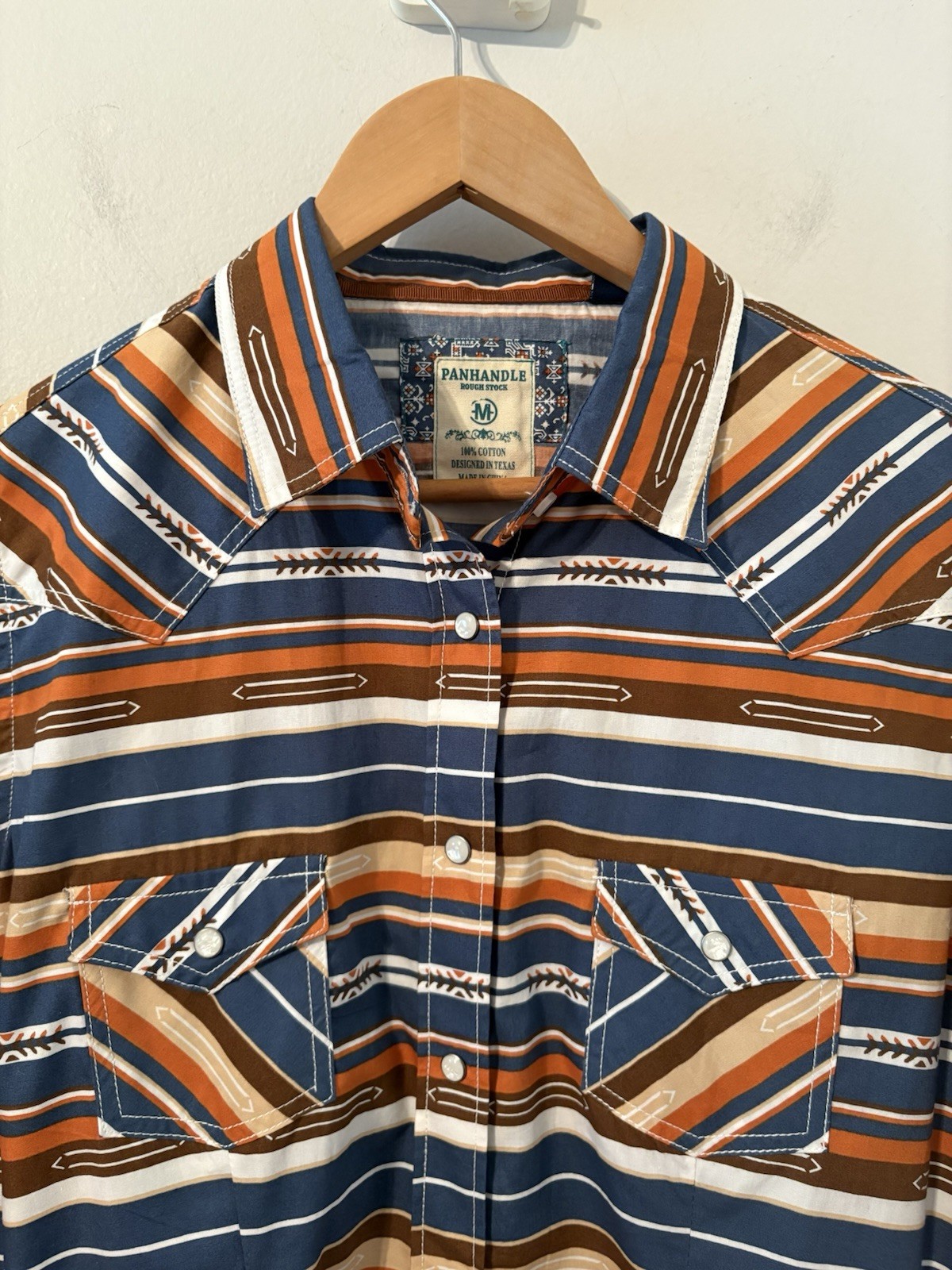 Panhandle Rough Stock Pearl Snap Western Shirtdress Size M Aztec Cowgirl Rodeo