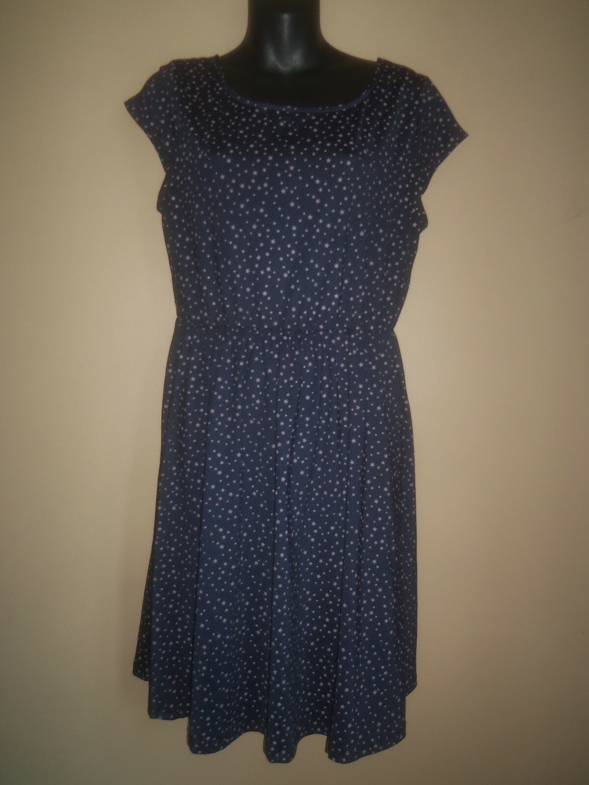 CATCH MY I BLUE STARS SKATER STRETCH DRESS SIZE L