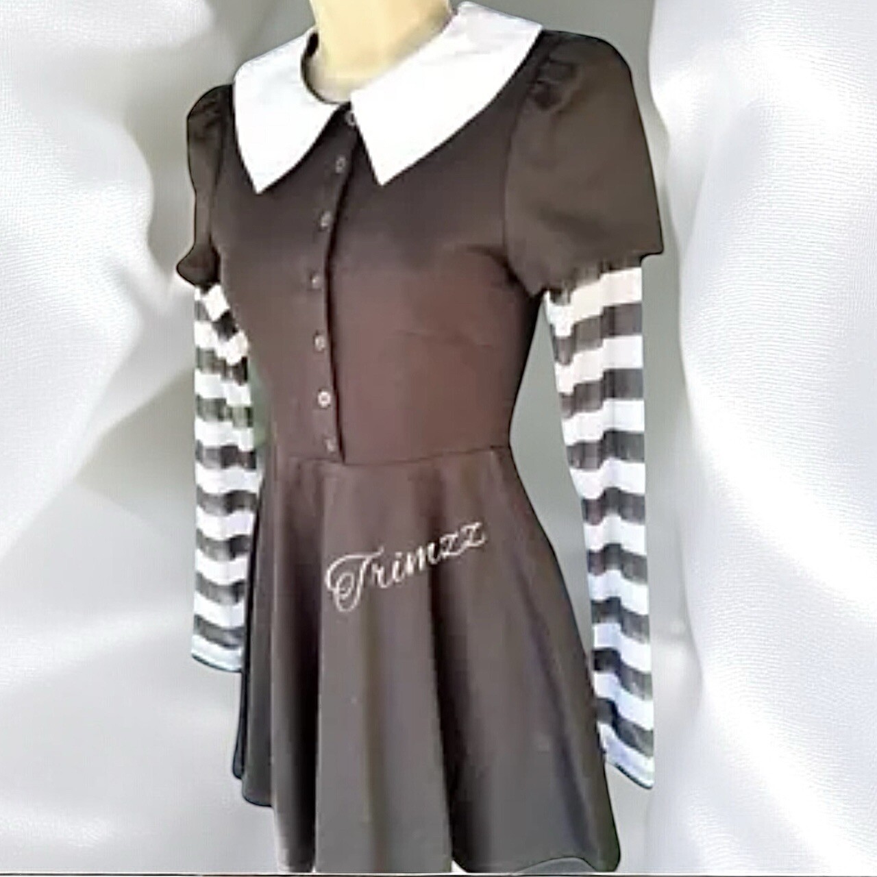Size XSmall……..Black & White Striped Dress. New…….The Grave Girls
