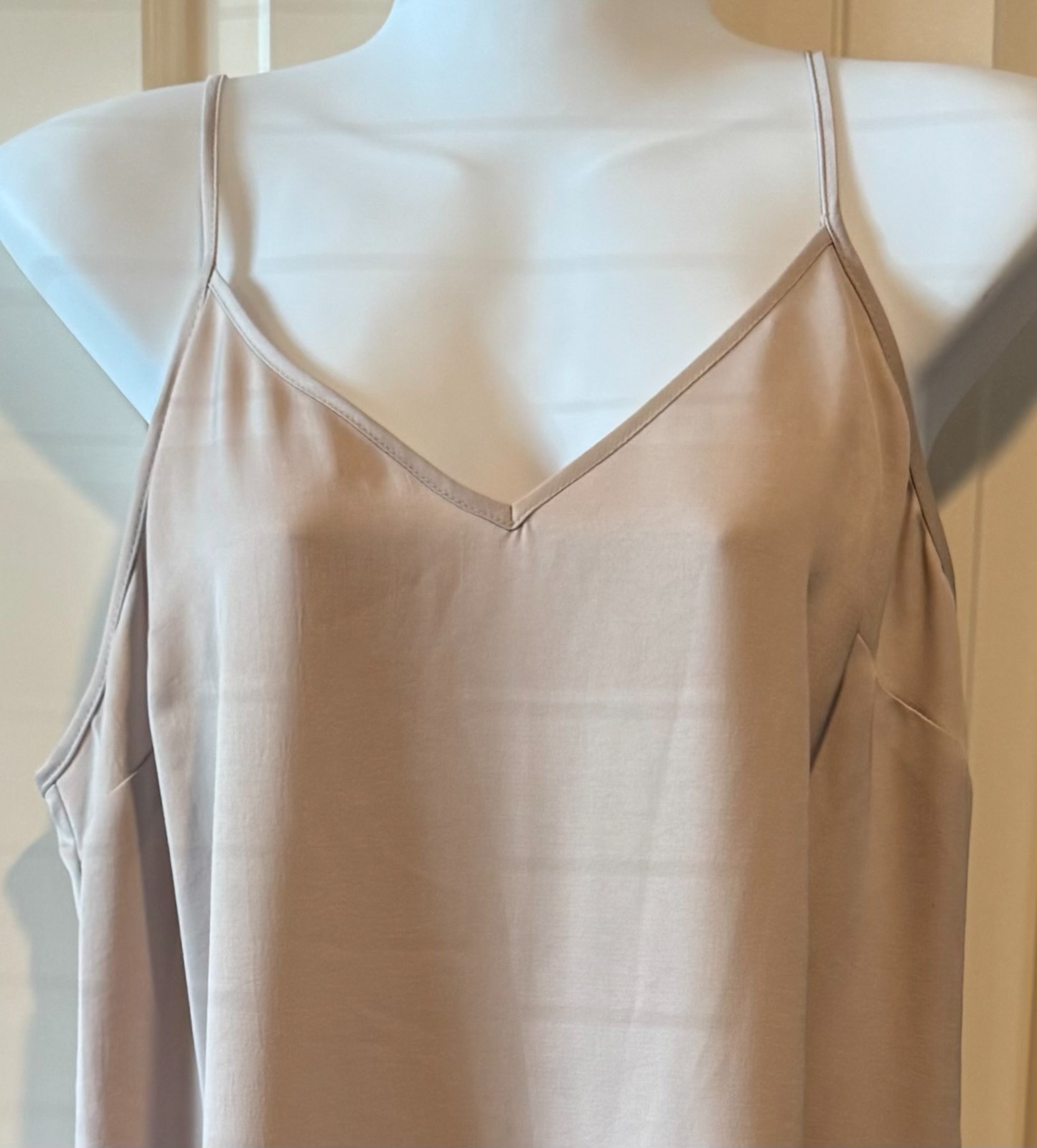 A New Day Beige Polyester Sleeveless Maxi Slip Dress Minimalist – Medium