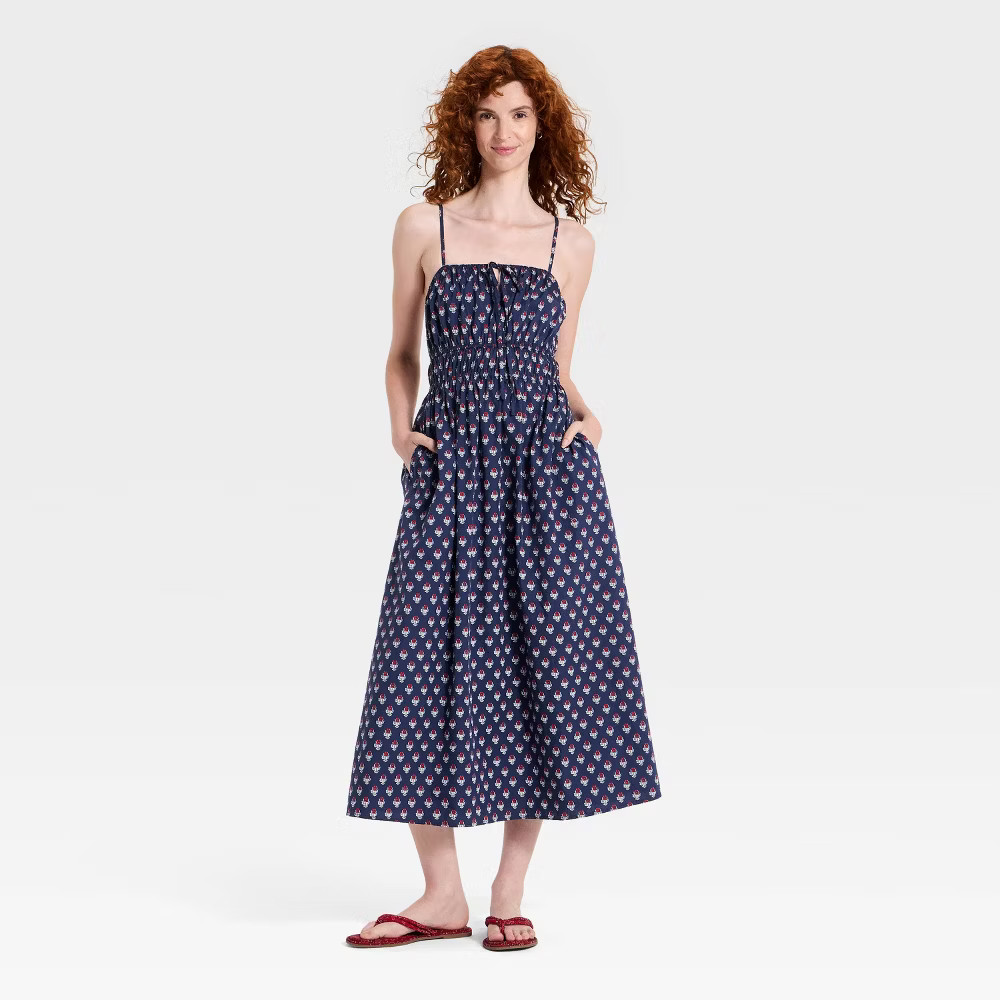 Women Maxi Pullover Sundress – Universal Thread Navy Blue Floral S