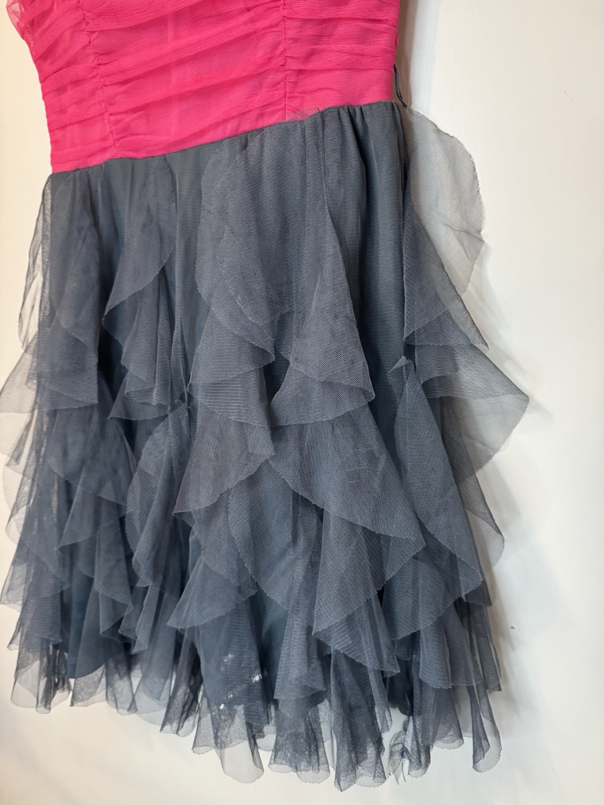 Juniors Teeze Me Strapless Tulle Ruffle Party Dance Cocktail Dress Size 7 NOBELT