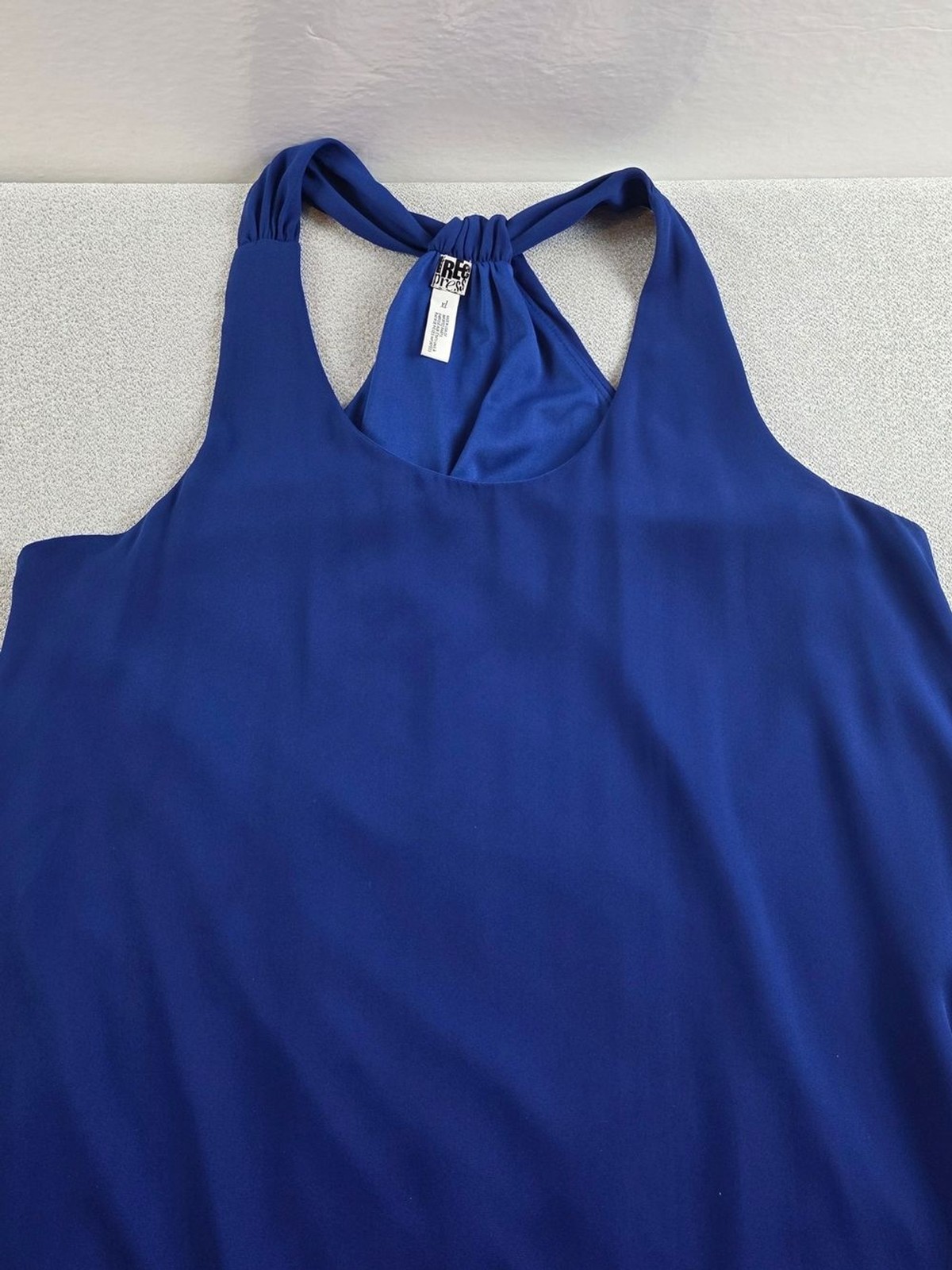 Free Press Draped Racerback Chiffon Dress Royal Blue Wmn’s XL