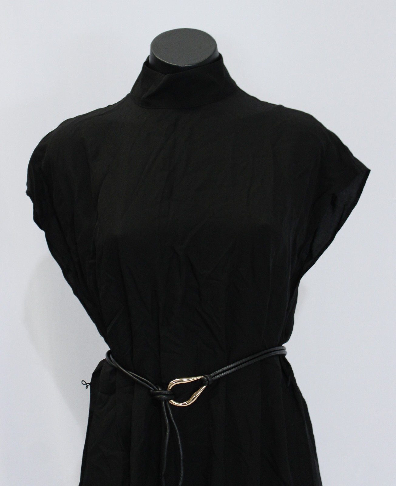 MANGO Women’s Belted Short Sleeve Lyocell Shirt Dress JT8 Black Size XS NWT