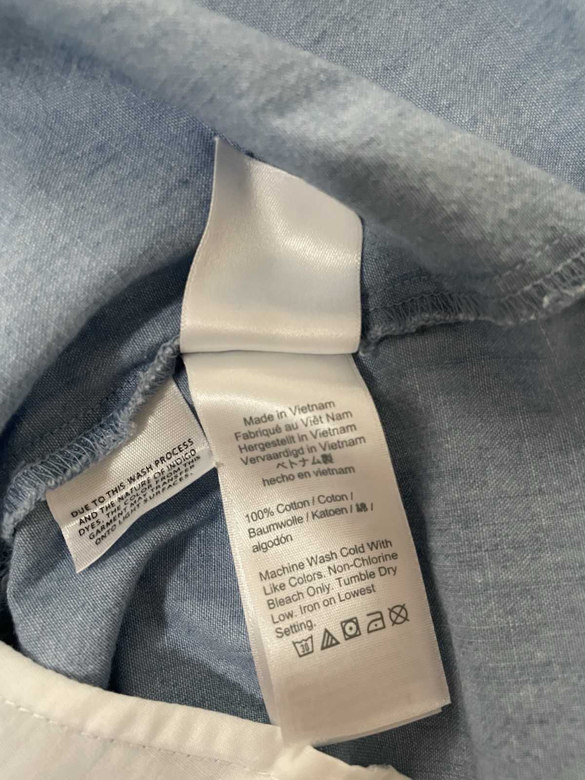 J.Crew Blue Chambray Cotton Shift Dress Square Neck Smocked 3/4 Sleeve, L