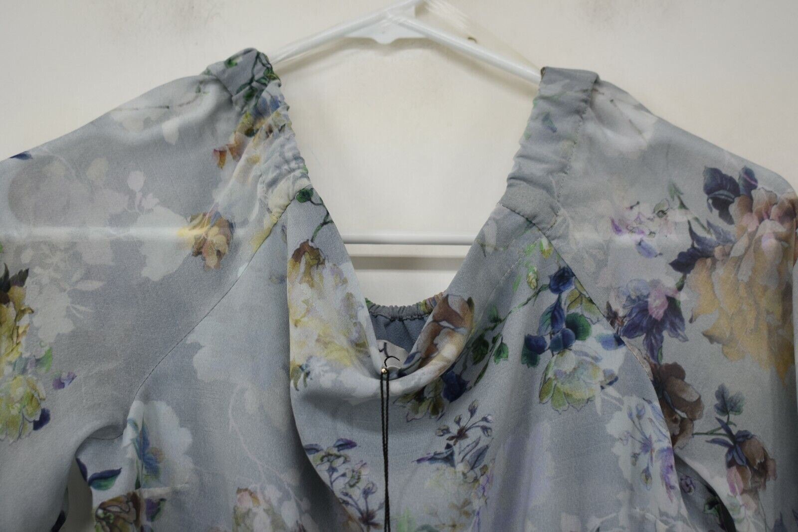 Sara Campbell Womens Blue Floral Raglan Sleeve Tie Waist Scoop Neck Midi Dress