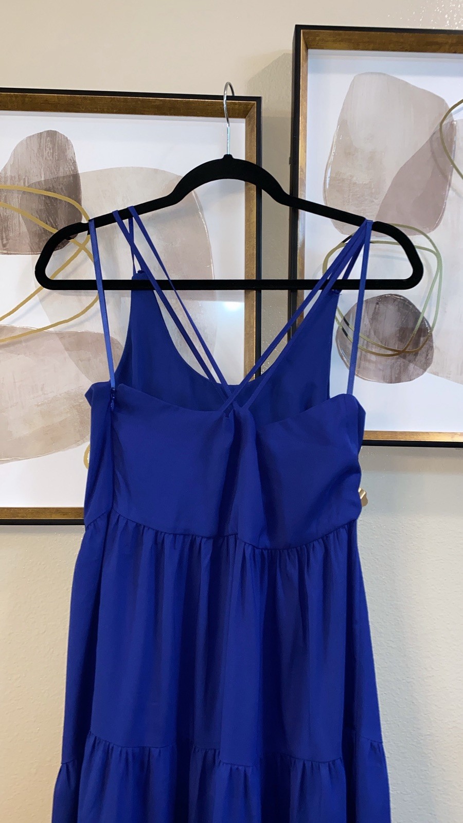 LOFT Tiered Maxi Dress Blue Strappy Criss Cross Back Women’s Size 4 (S)