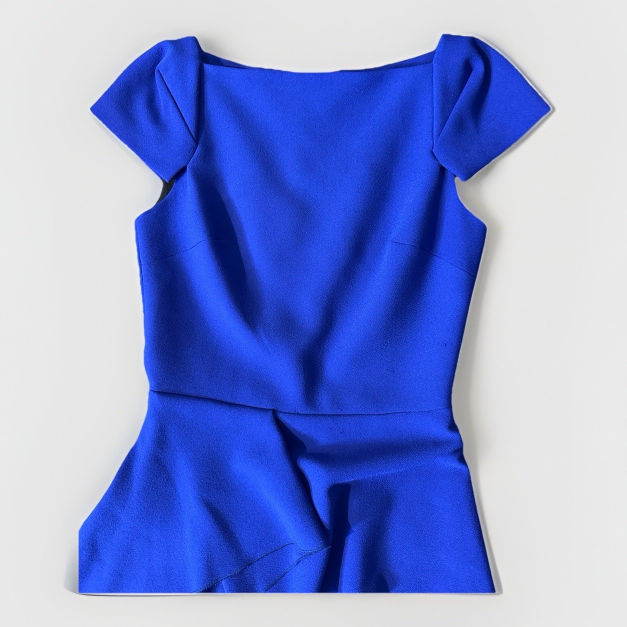 Roland Mouret Aldingham Asymmetric Crepe Peplum Blue Dress 4