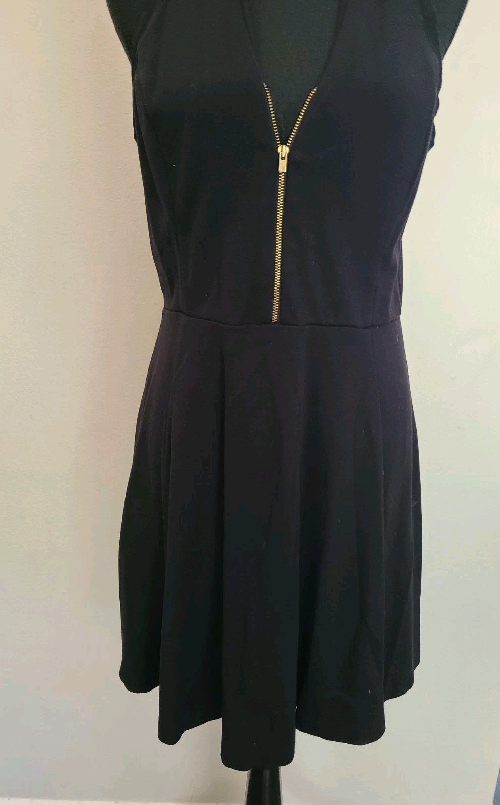Express Womens Sleevless 1/2 Zip Up Dress Black Size M