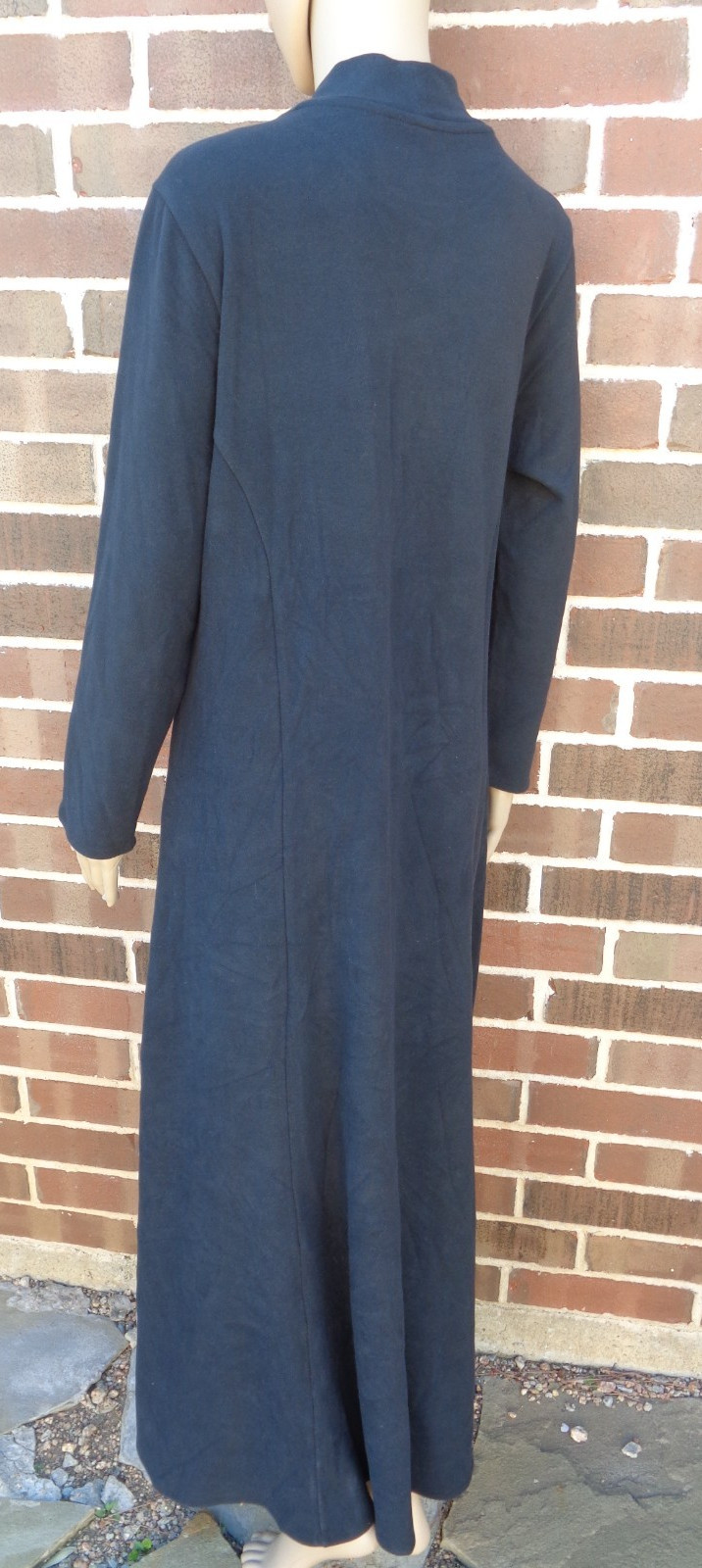 Soft Surroundings Jackie Turtleneck Maxi Dress M Button Cuffs Long Black Cotton