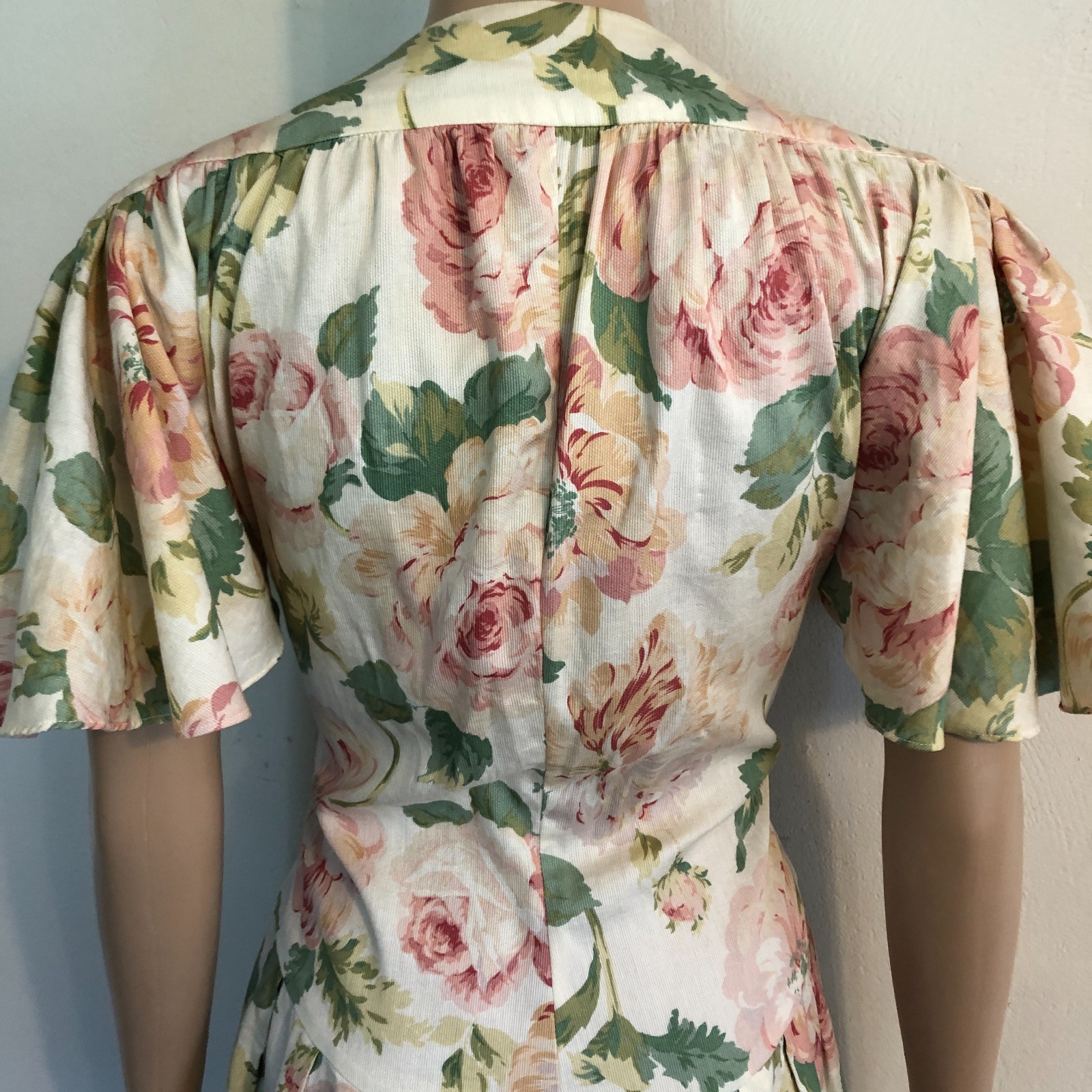 vtg Regina Kravitz 1930s Tulip Style Floral Dress Sz 12 Union Made in USA