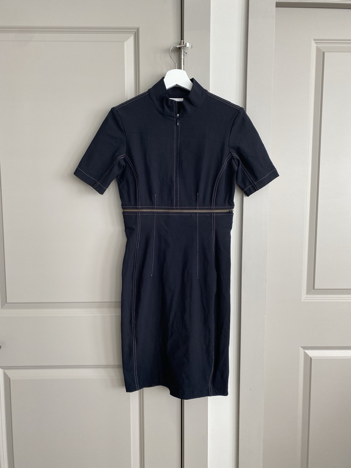 Elaine Kim Women’s Black Zipper Dress Short Sleeves Made In Japan Small