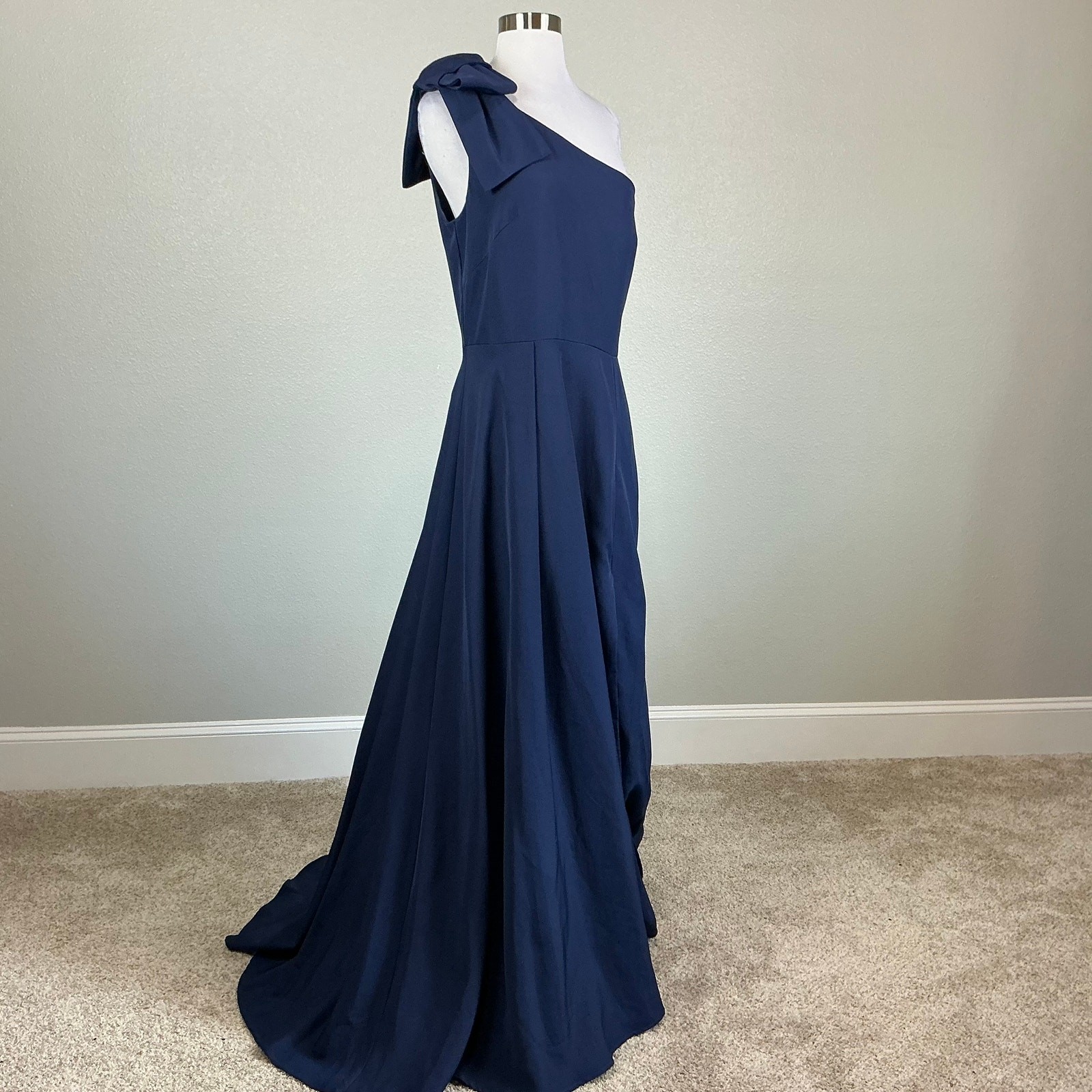 Mac Duggal 26989 Blue Evening Gown One Shoulder A-Line Thigh Slit Dress Size 10